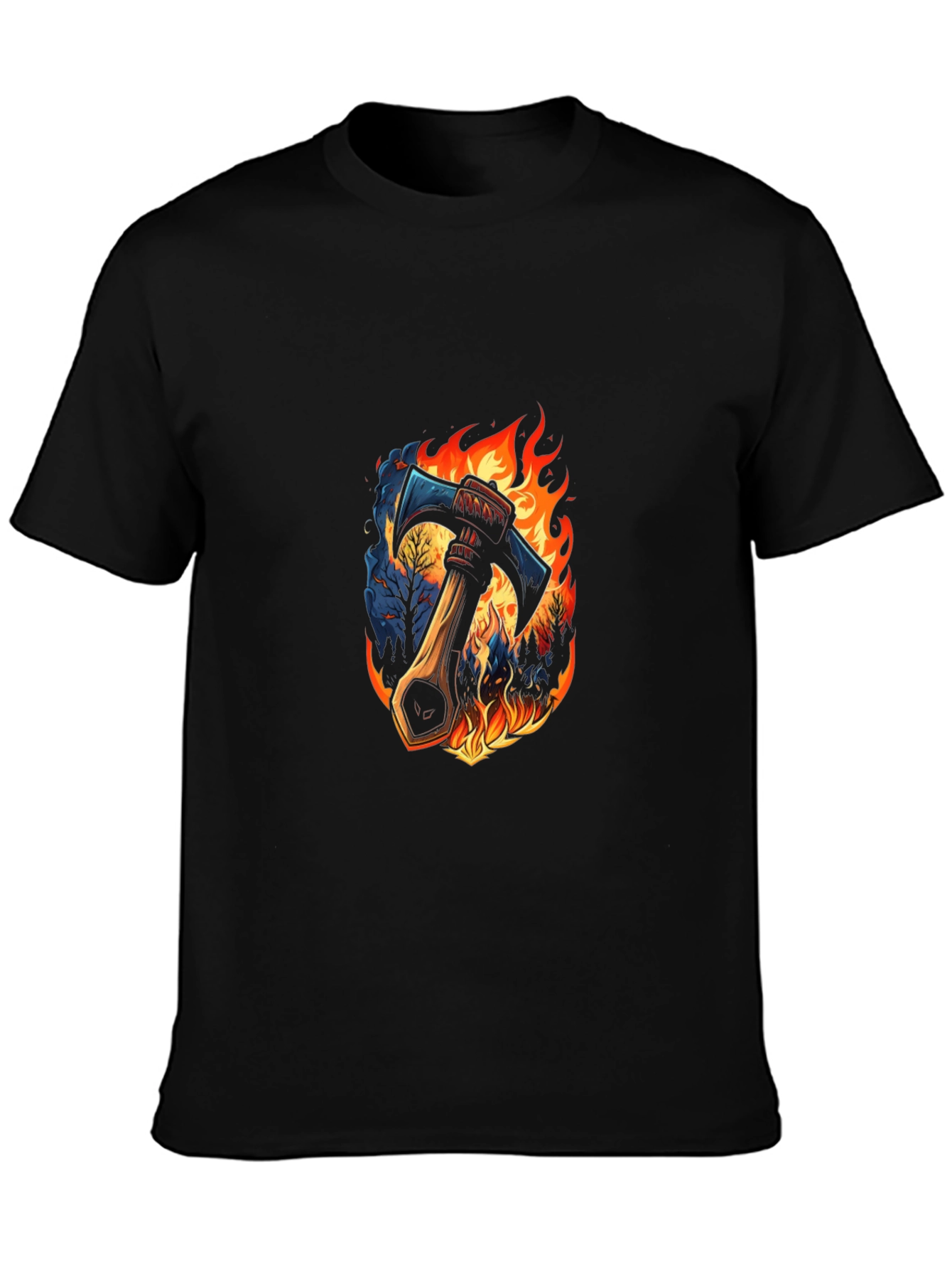 Axe in Flames Graphic Tee - Bold Design