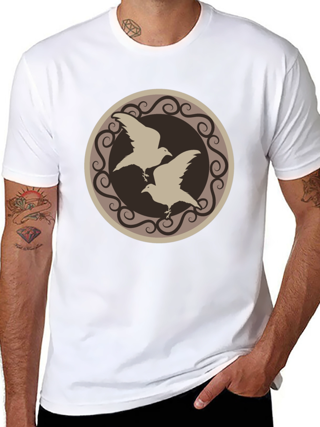 Raven Circle Graphic T-Shirt - Black