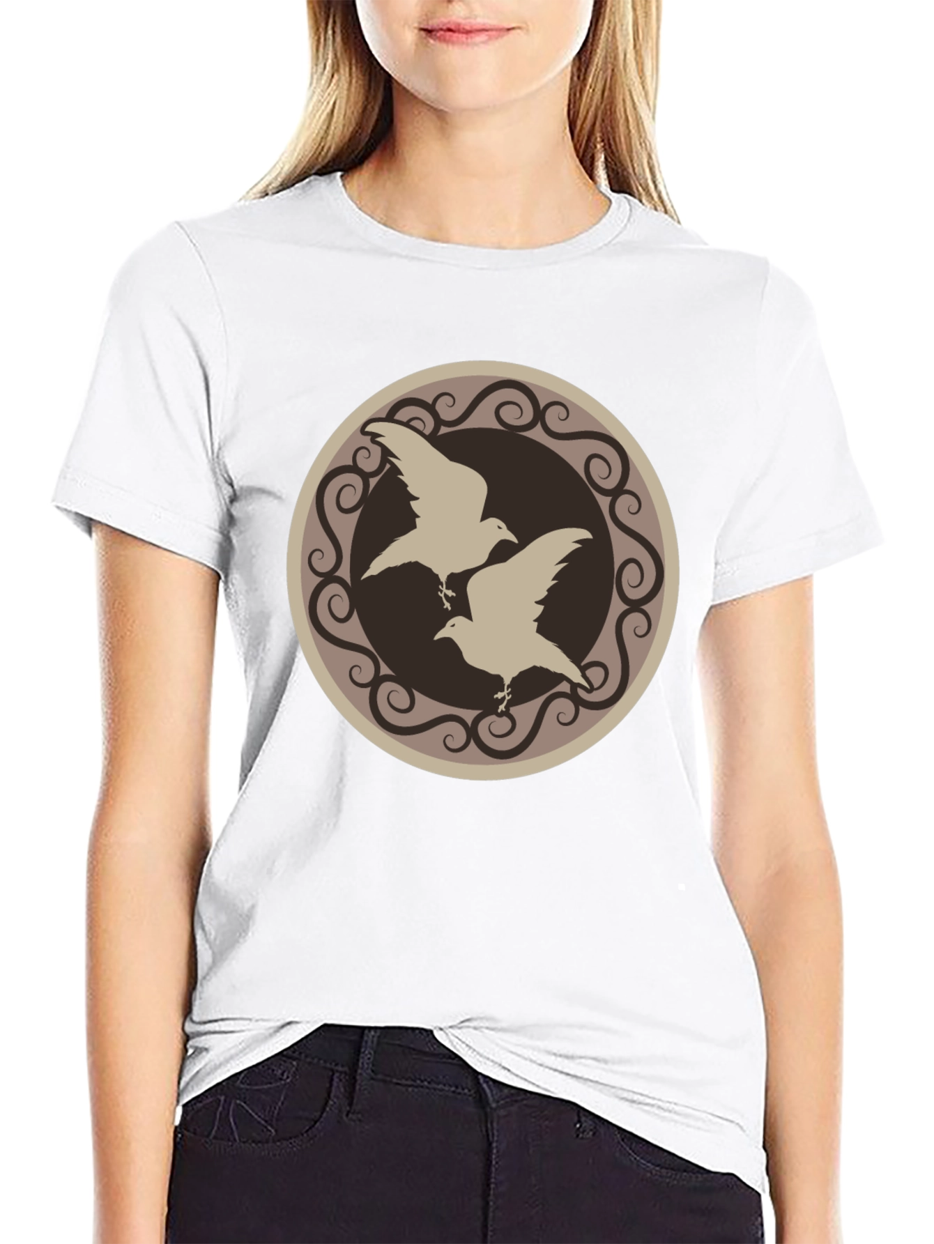 Raven Circle Graphic T-Shirt - Black