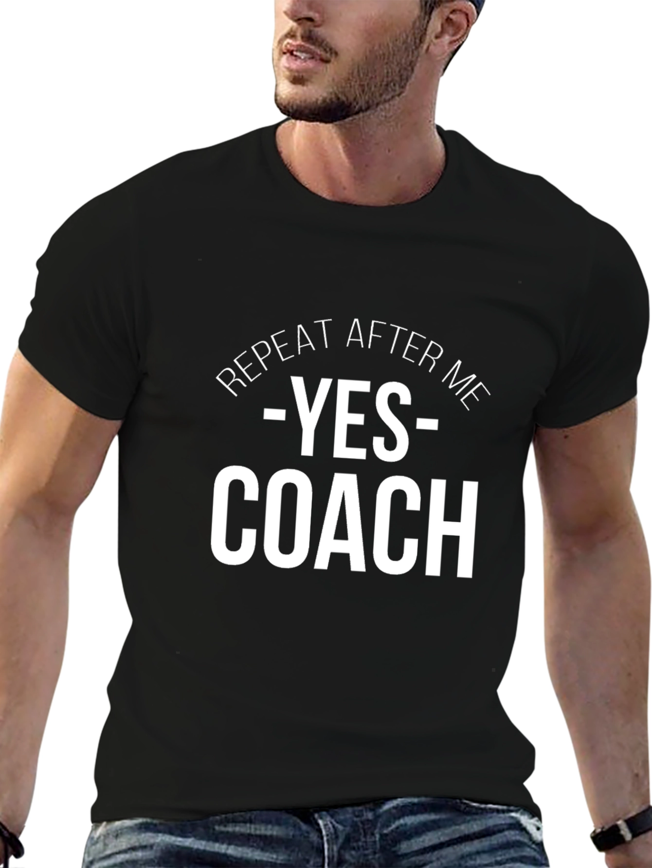 Yes Coach! Black T-Shirt - Funny Workout Tee