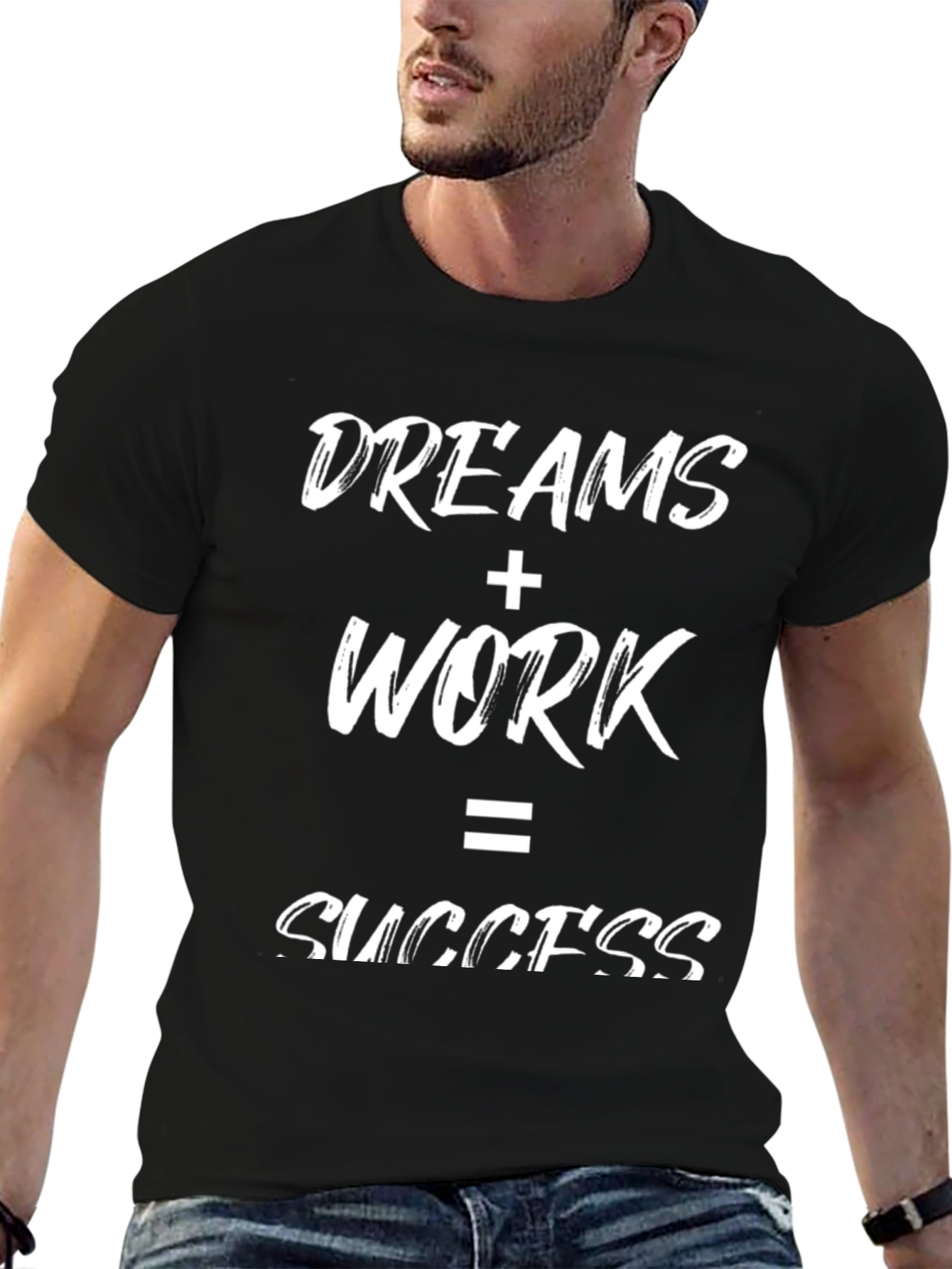 Dreams + Work = Success Black Graphic T-Shirt