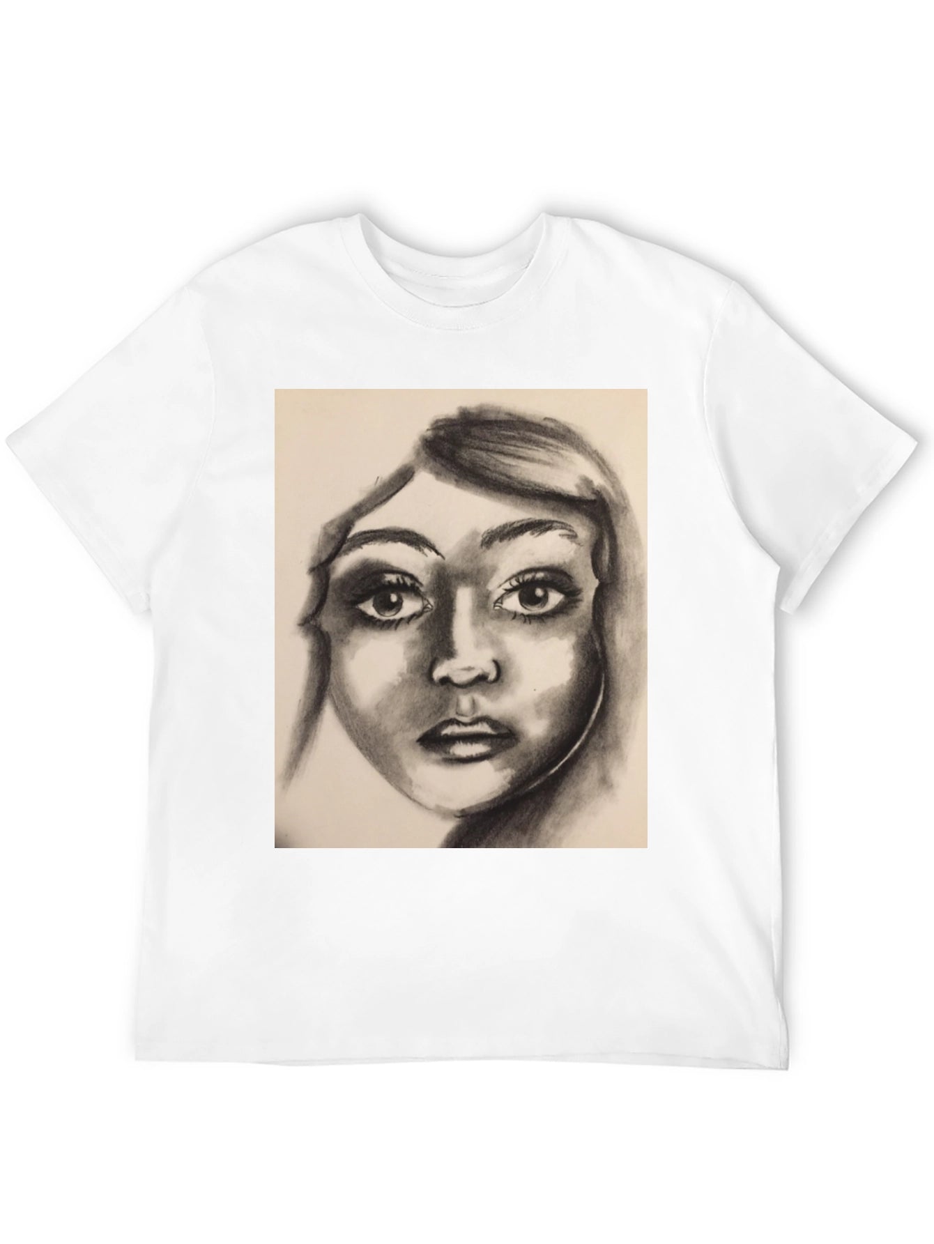 Charcoal Portrait Graphic Tee - Black