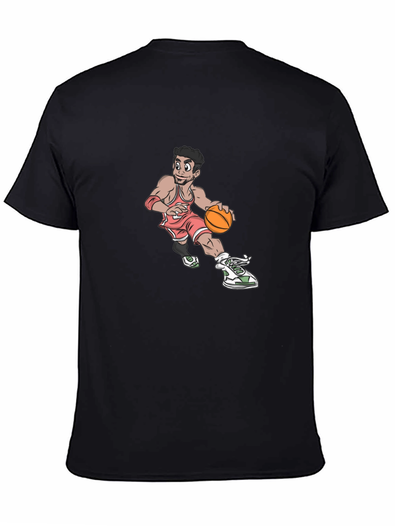 Cartoon Basketball Player Graphic T-Shirt - Black