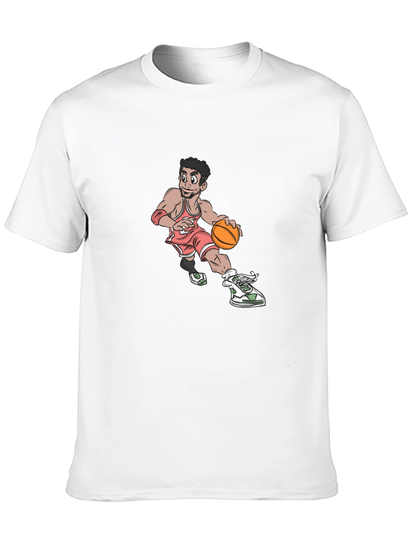 Cartoon Basketball Player Graphic T-Shirt - Black