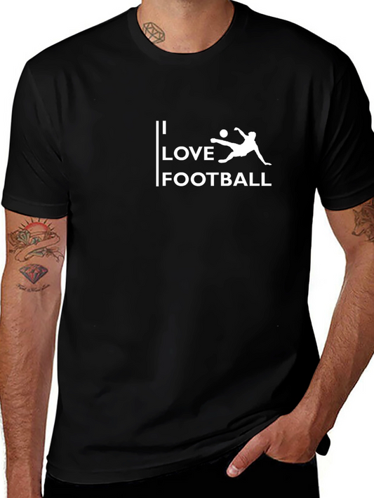I Love Football Graphic Tee - Black Cotton Casual T-Shirt
