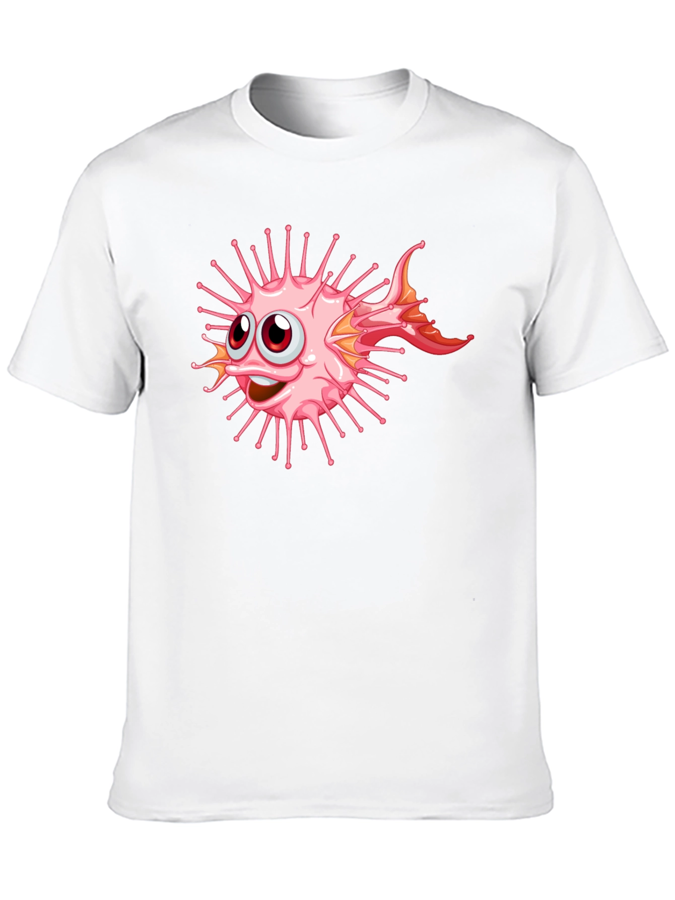 Cartoon Pufferfish Graphic Black T-Shirt