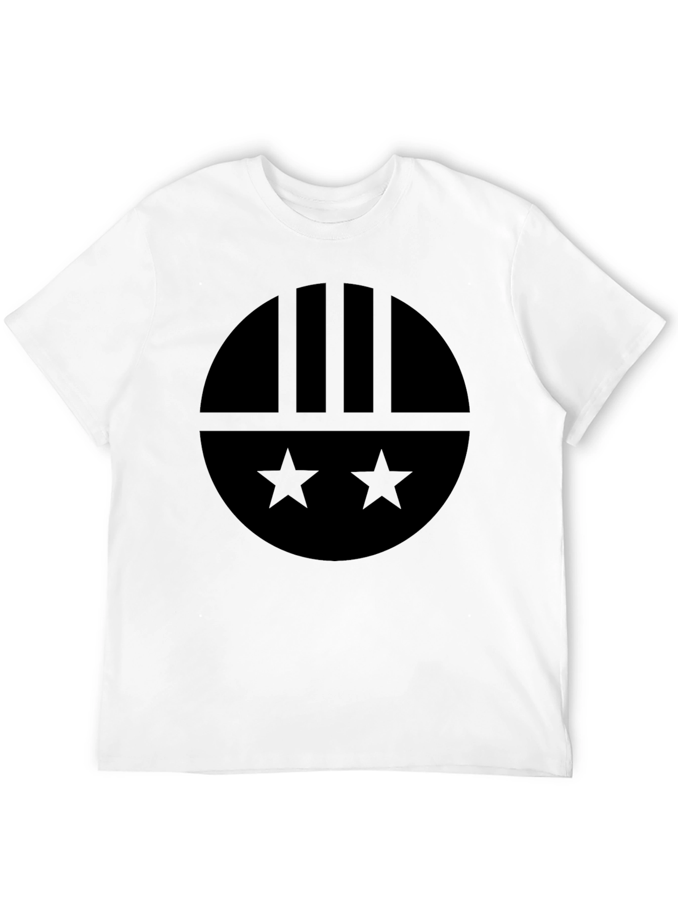 Black Graphic Tee - Circle Stars Bars Design