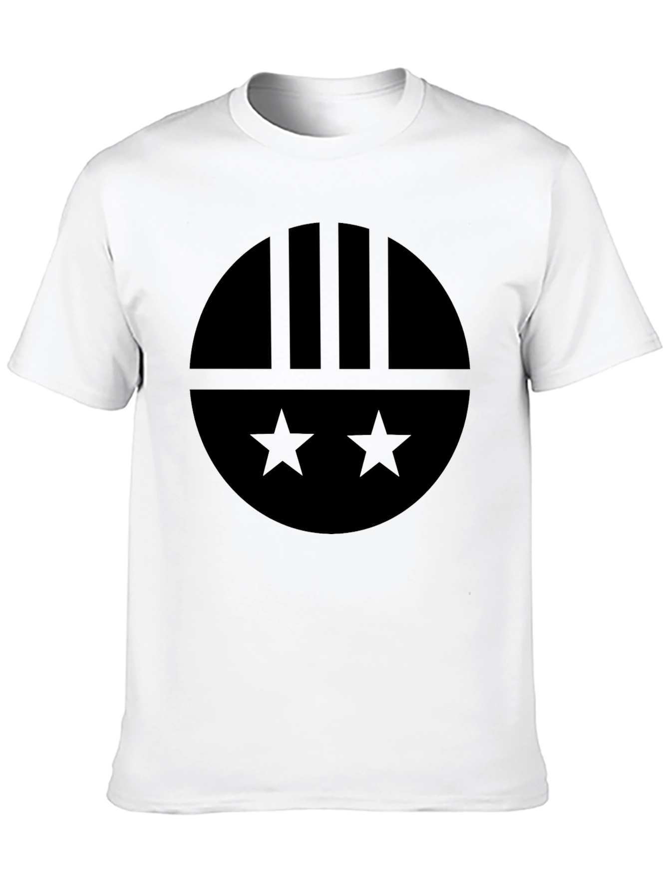 Black Graphic Tee - Circle Stars Bars Design