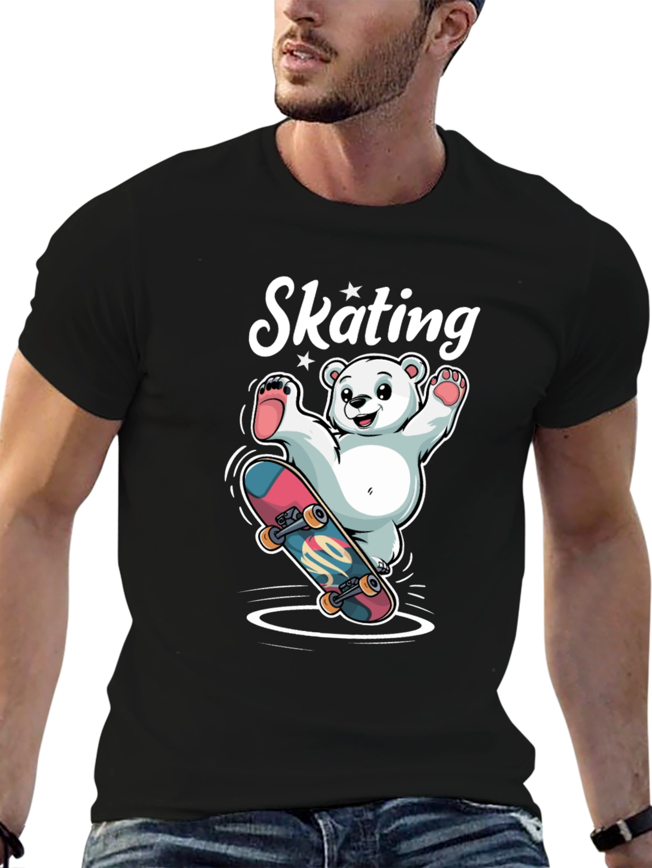 Skating Bear Graphic Tee - Cool & Fun Design!