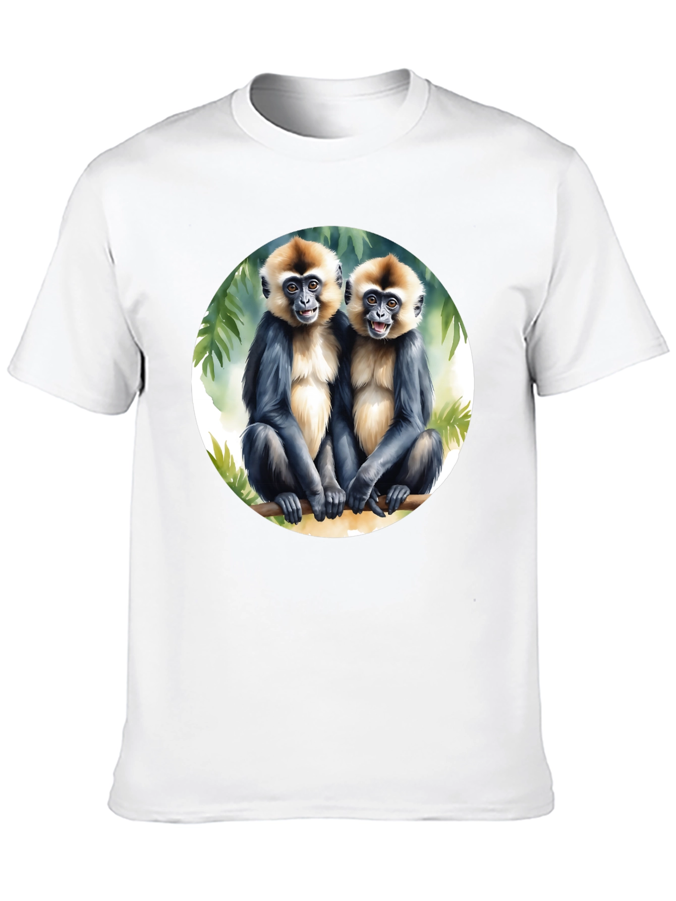 Monkey Duo Graphic Tee - Black Cotton T-Shirt