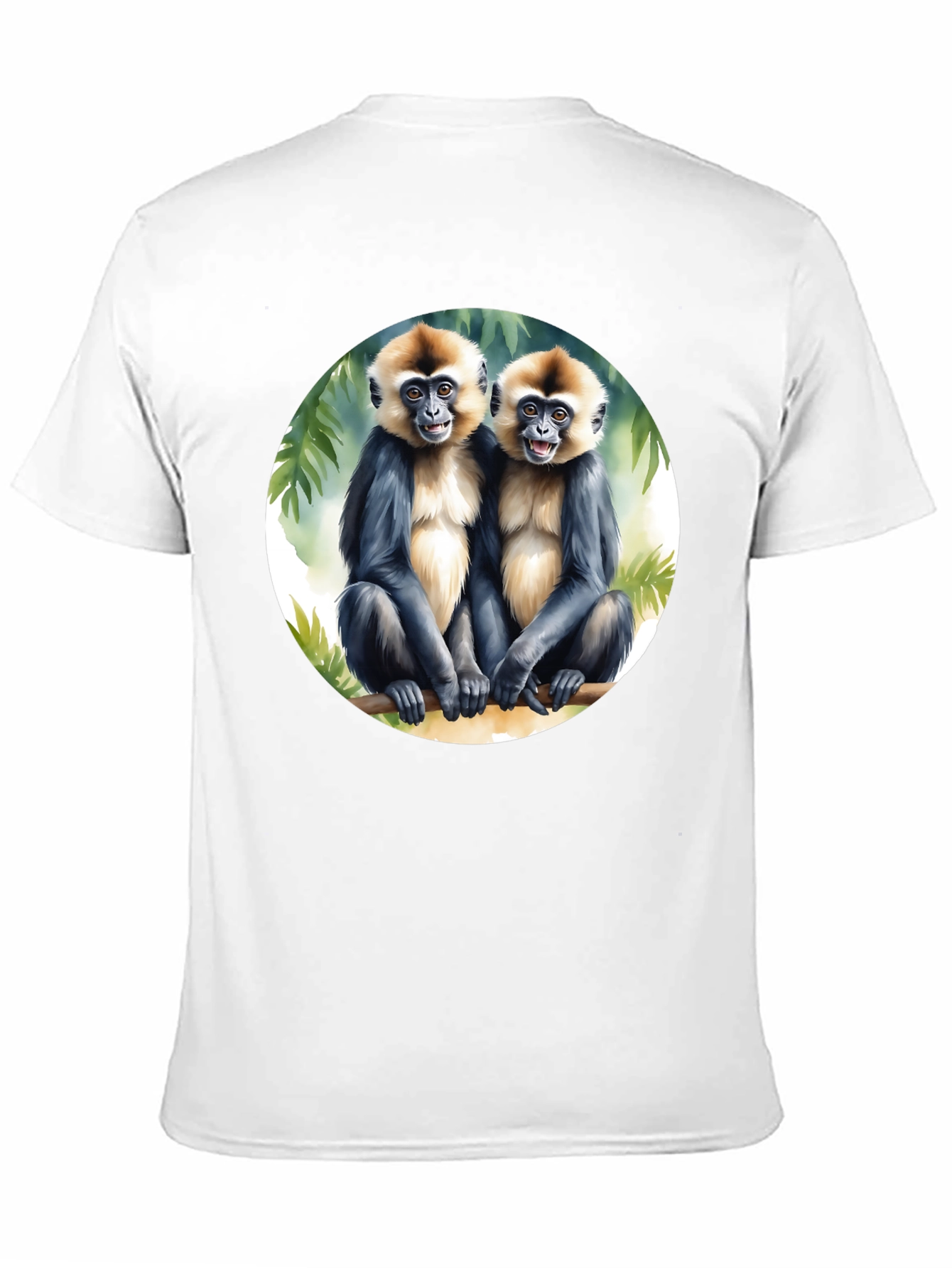 Monkey Duo Graphic Tee - Black Cotton T-Shirt