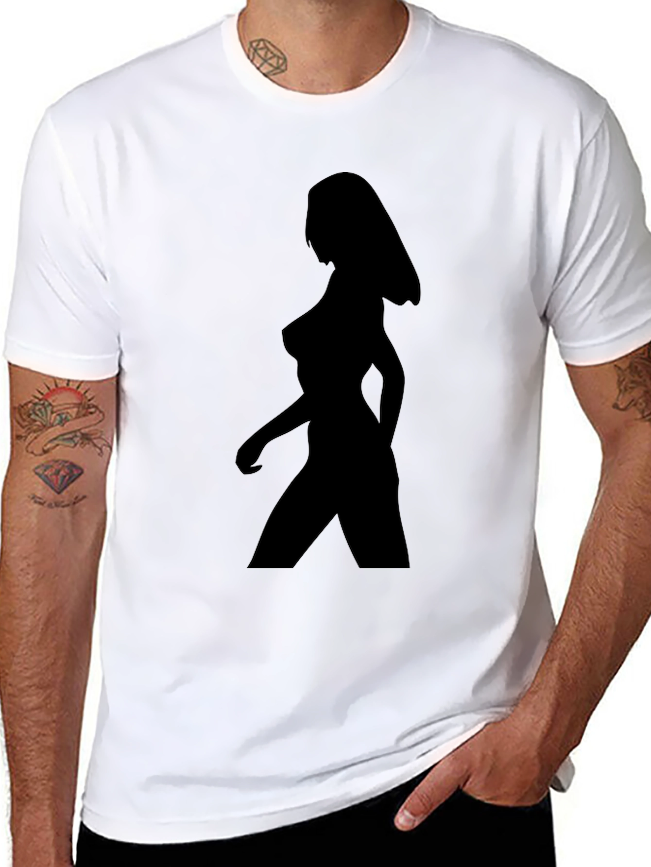 Silhouette Woman Graphic T-Shirt - Black Unisex Tee