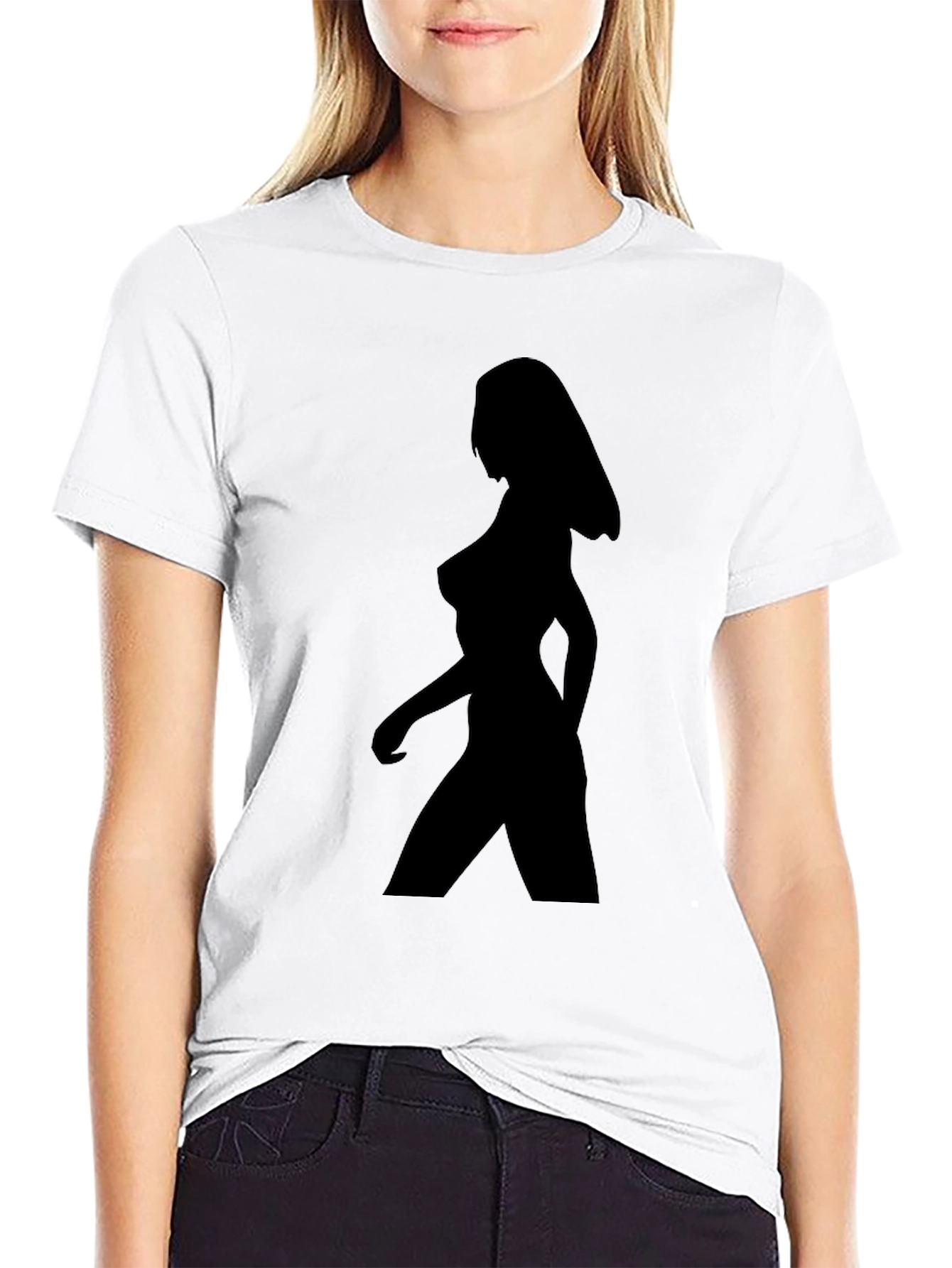 Silhouette Woman Graphic T-Shirt - Black Unisex Tee