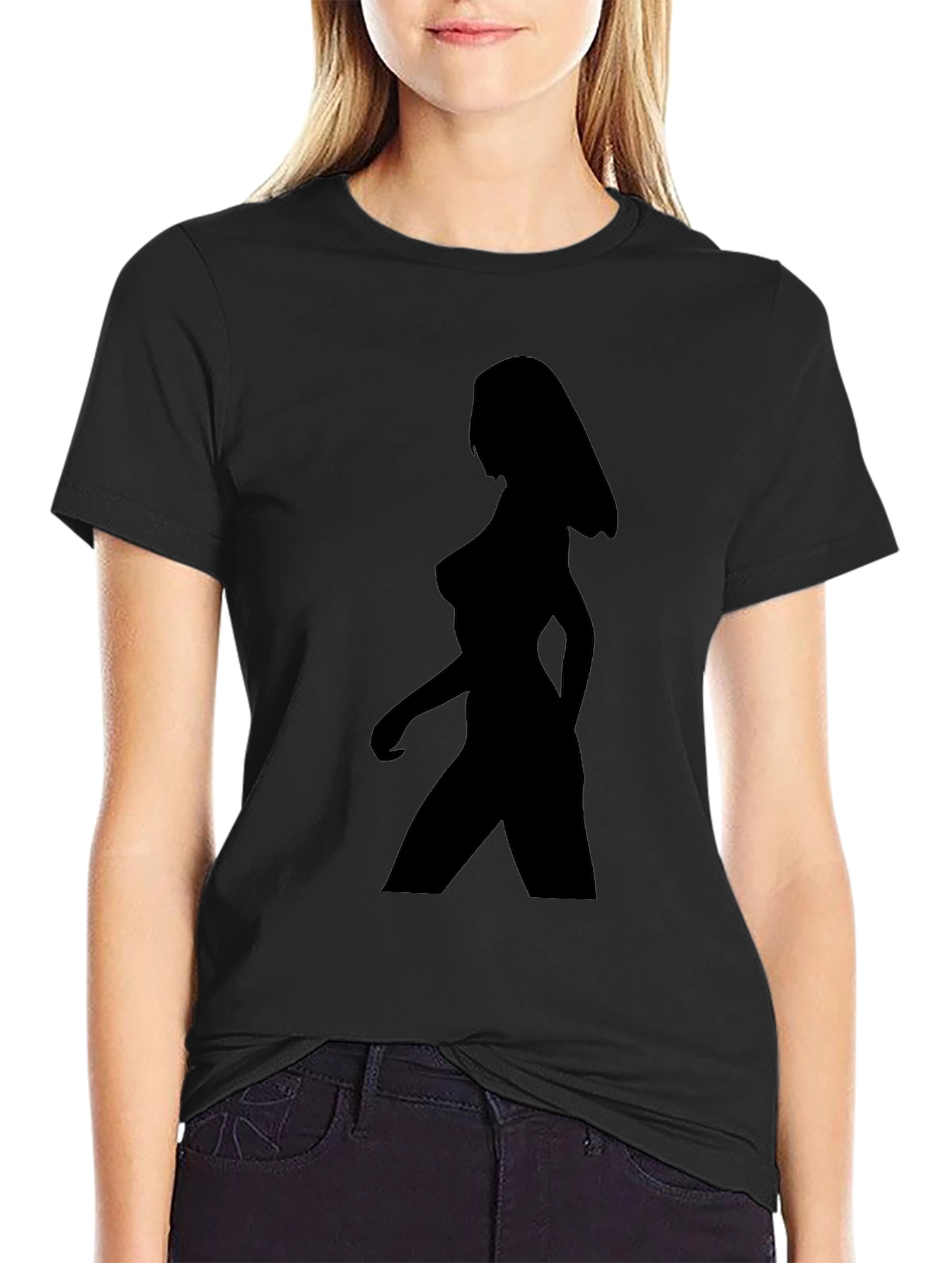 Silhouette Woman Graphic T-Shirt - Black Unisex Tee