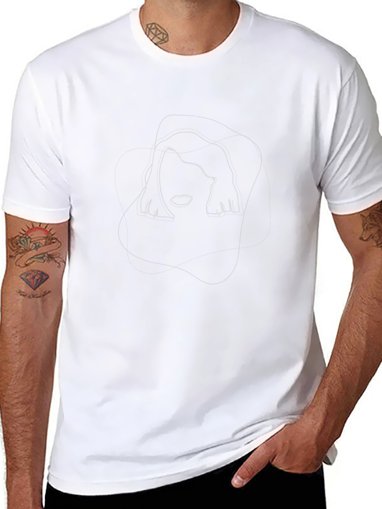 Abstract Line Art Graphic Tee - Black