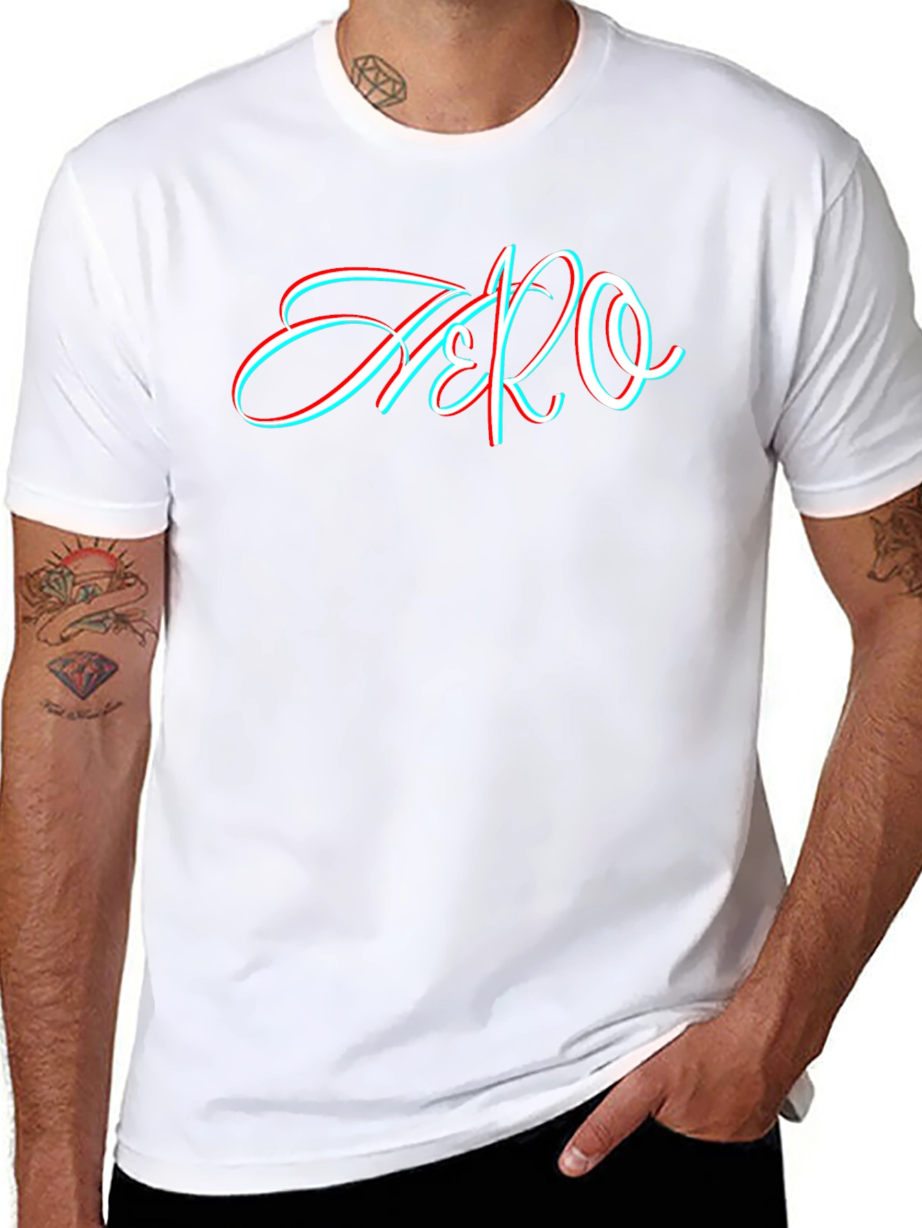 Stylish Black T-Shirt with 3D Style Zero Graphic