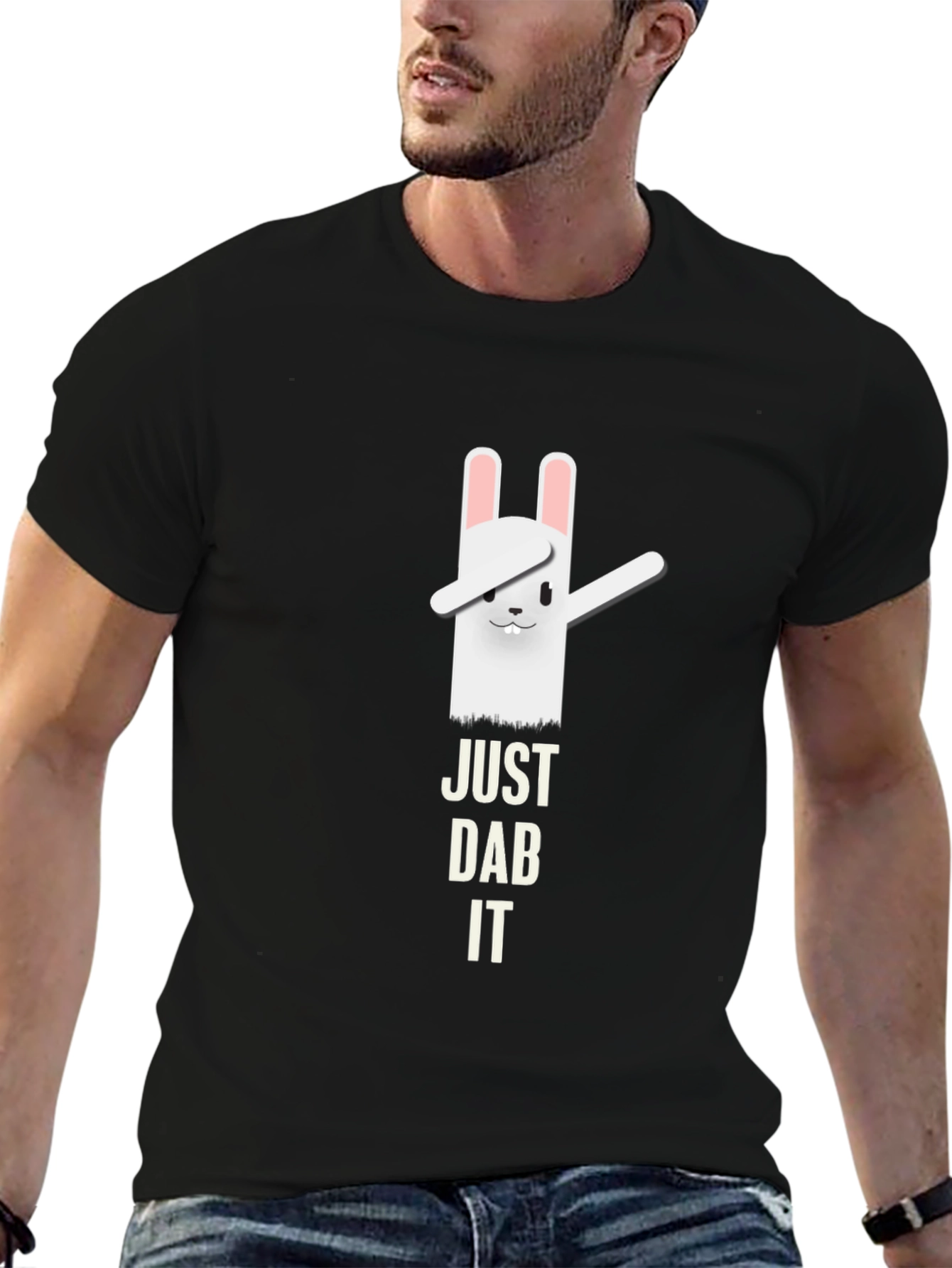 Just Dab It Funny Rabbit Black T-Shirt