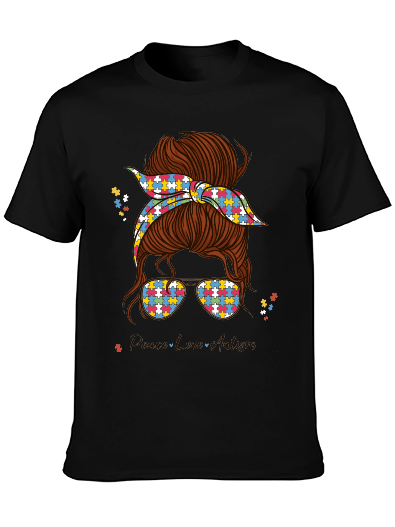 Autism Awareness Messy Bun T-Shirt