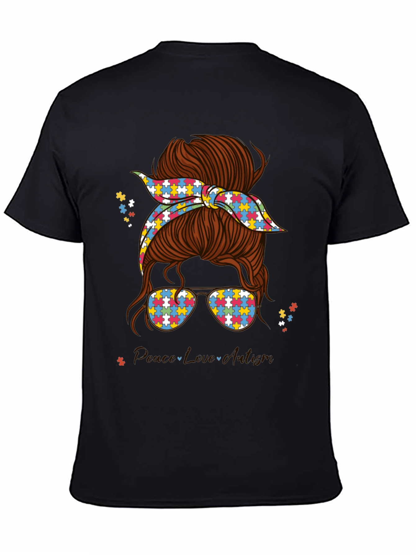 Autism Awareness Messy Bun T-Shirt