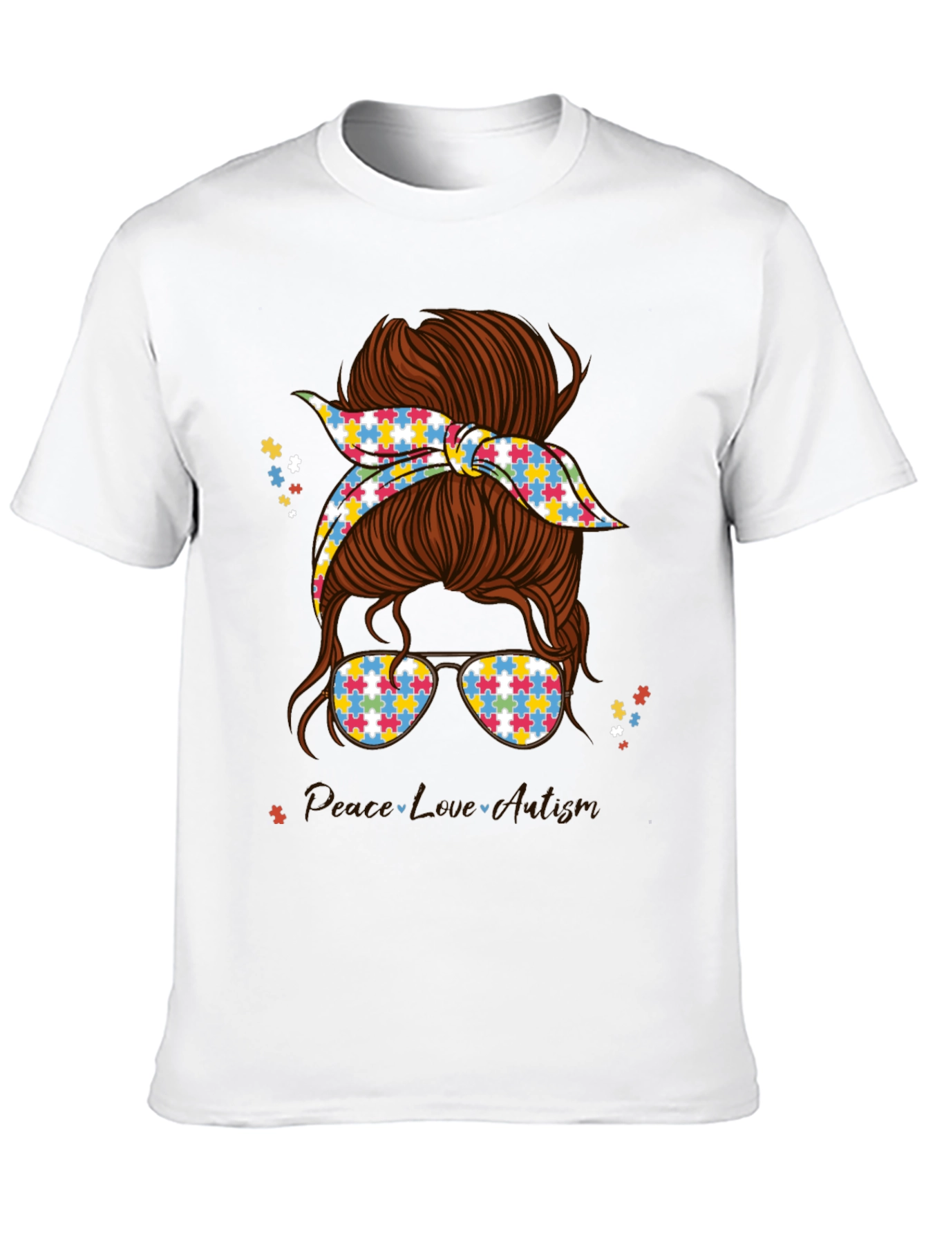 Autism Awareness Messy Bun T-Shirt