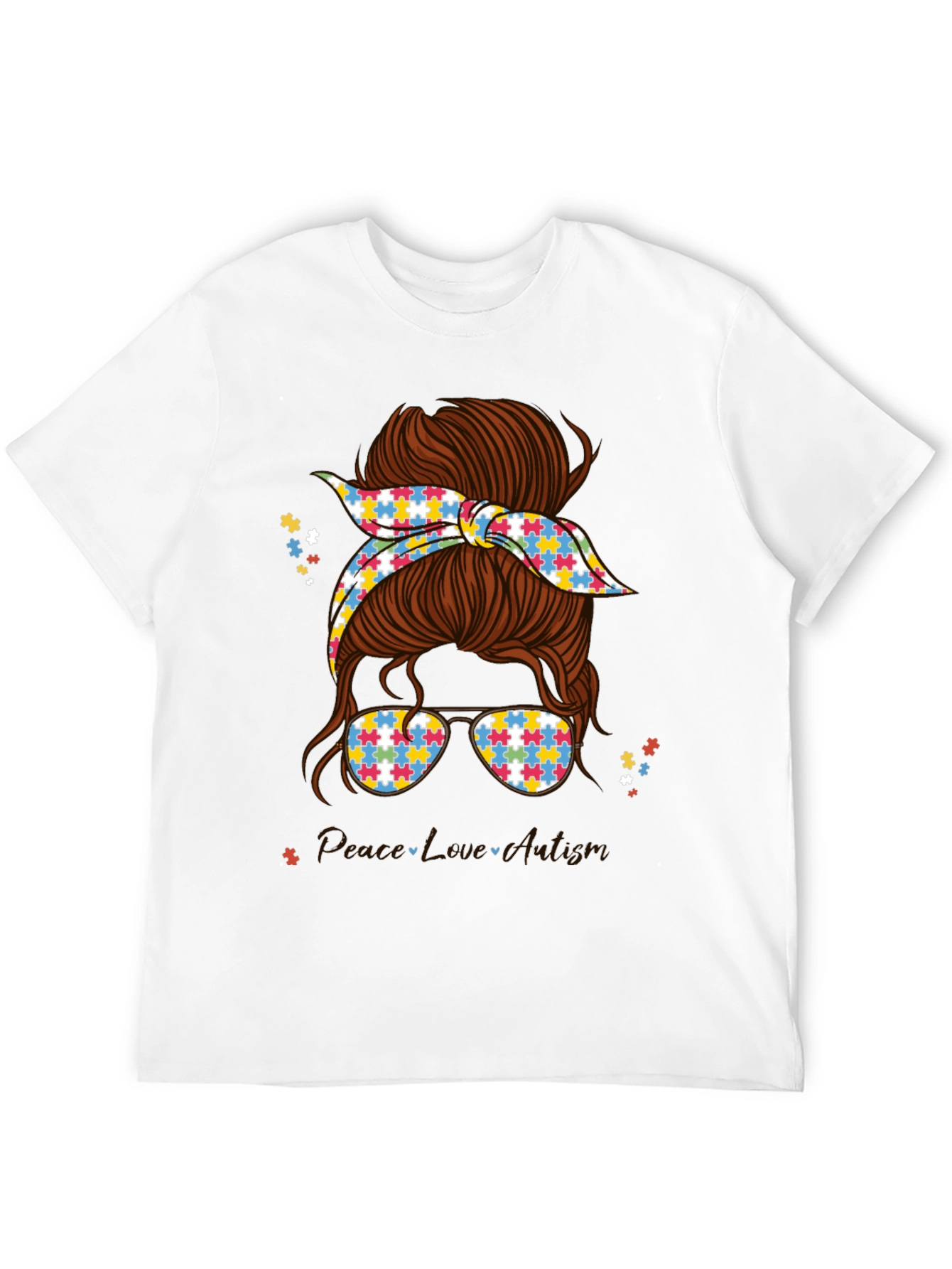 Autism Awareness Messy Bun T-Shirt