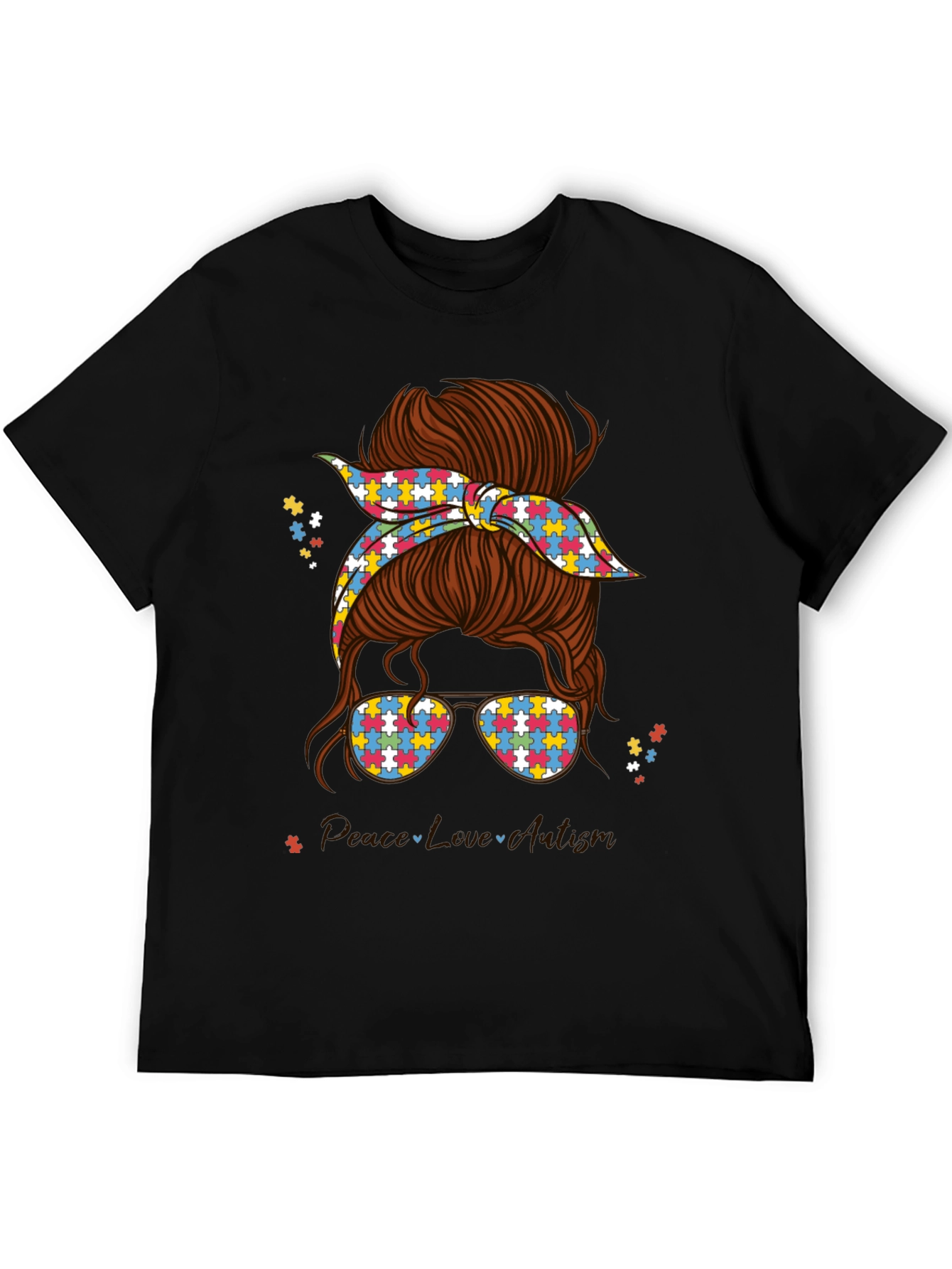 Autism Awareness Messy Bun T-Shirt