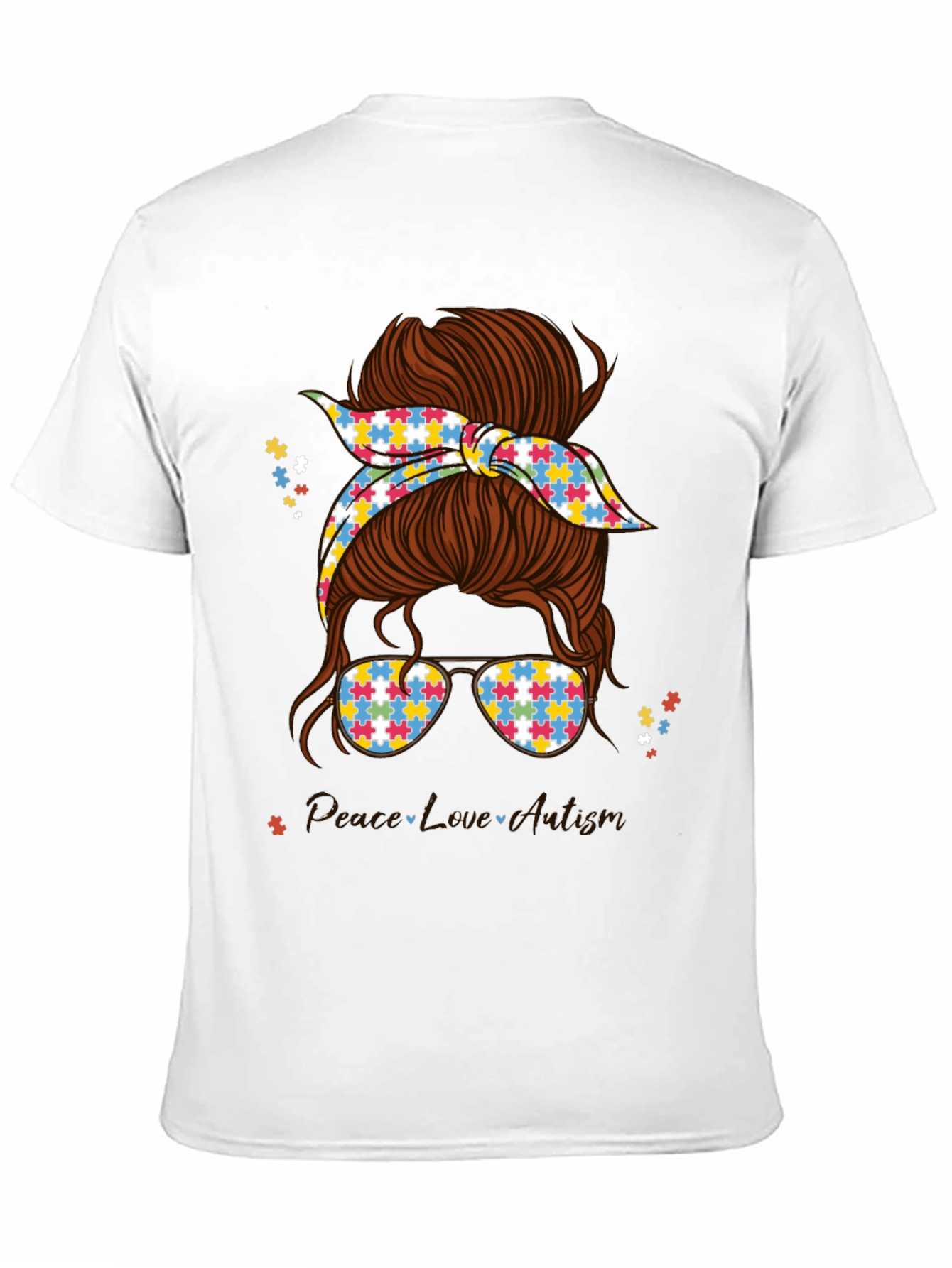 Autism Awareness Messy Bun T-Shirt