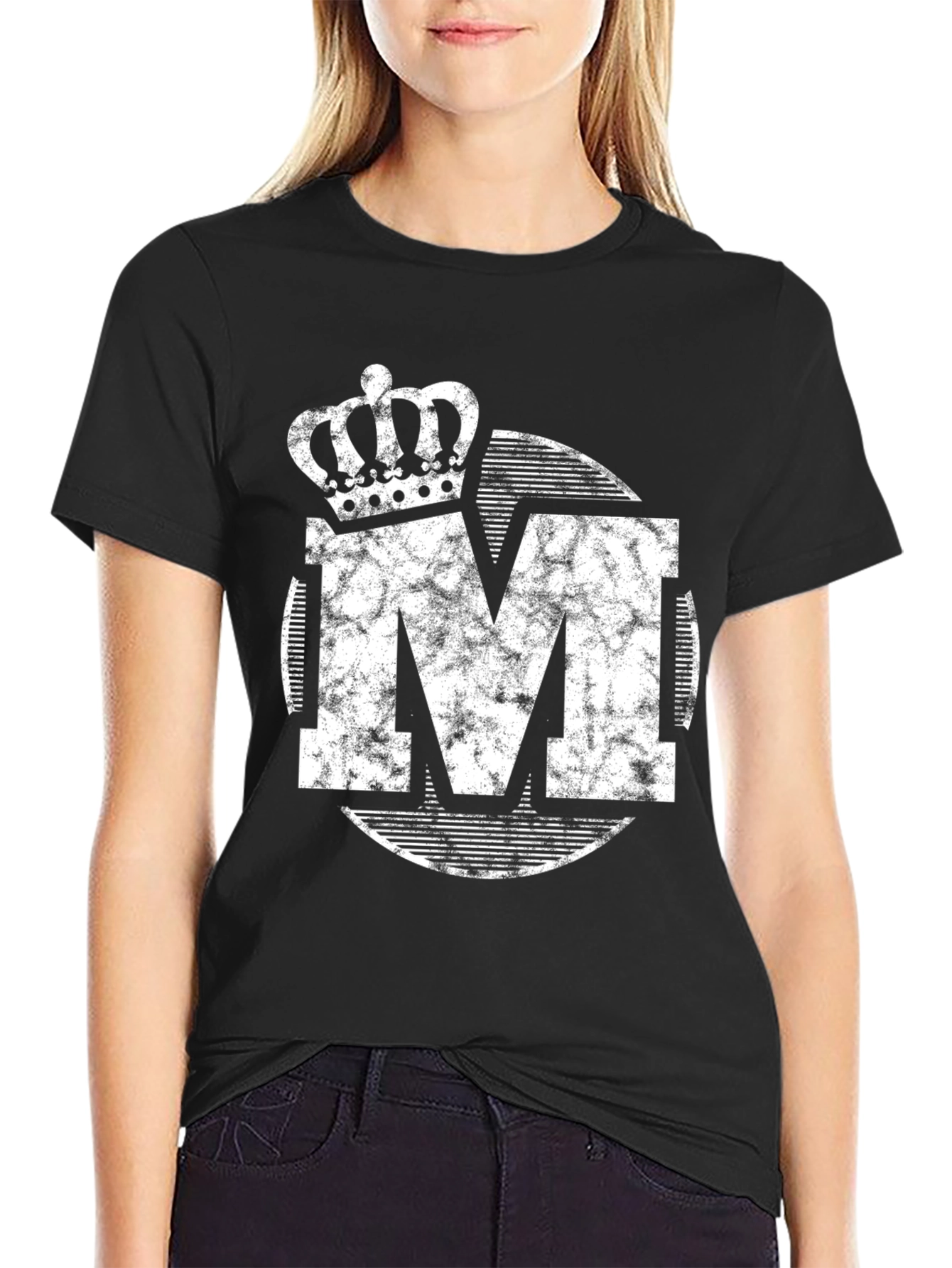 King M Crown Graphic Tee - Distressed Print