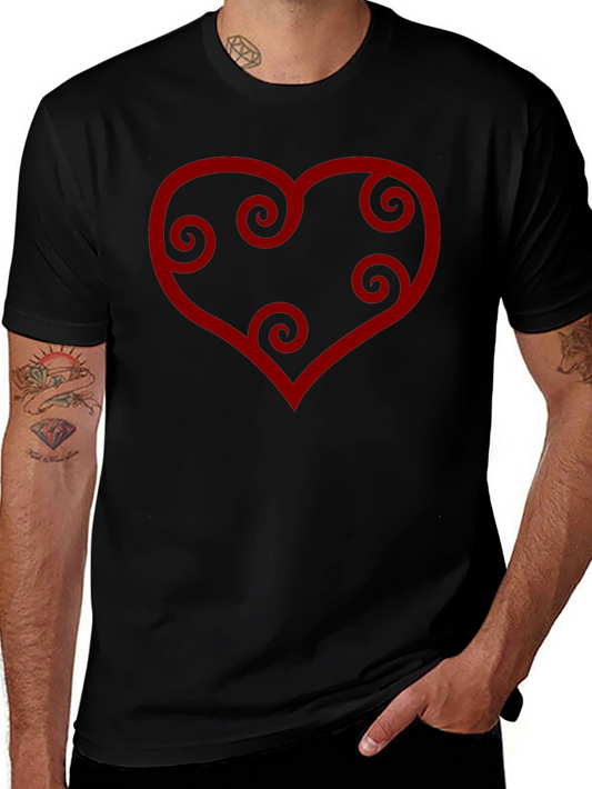 Heart Swirl Graphic Tee - Black Casual Shirt