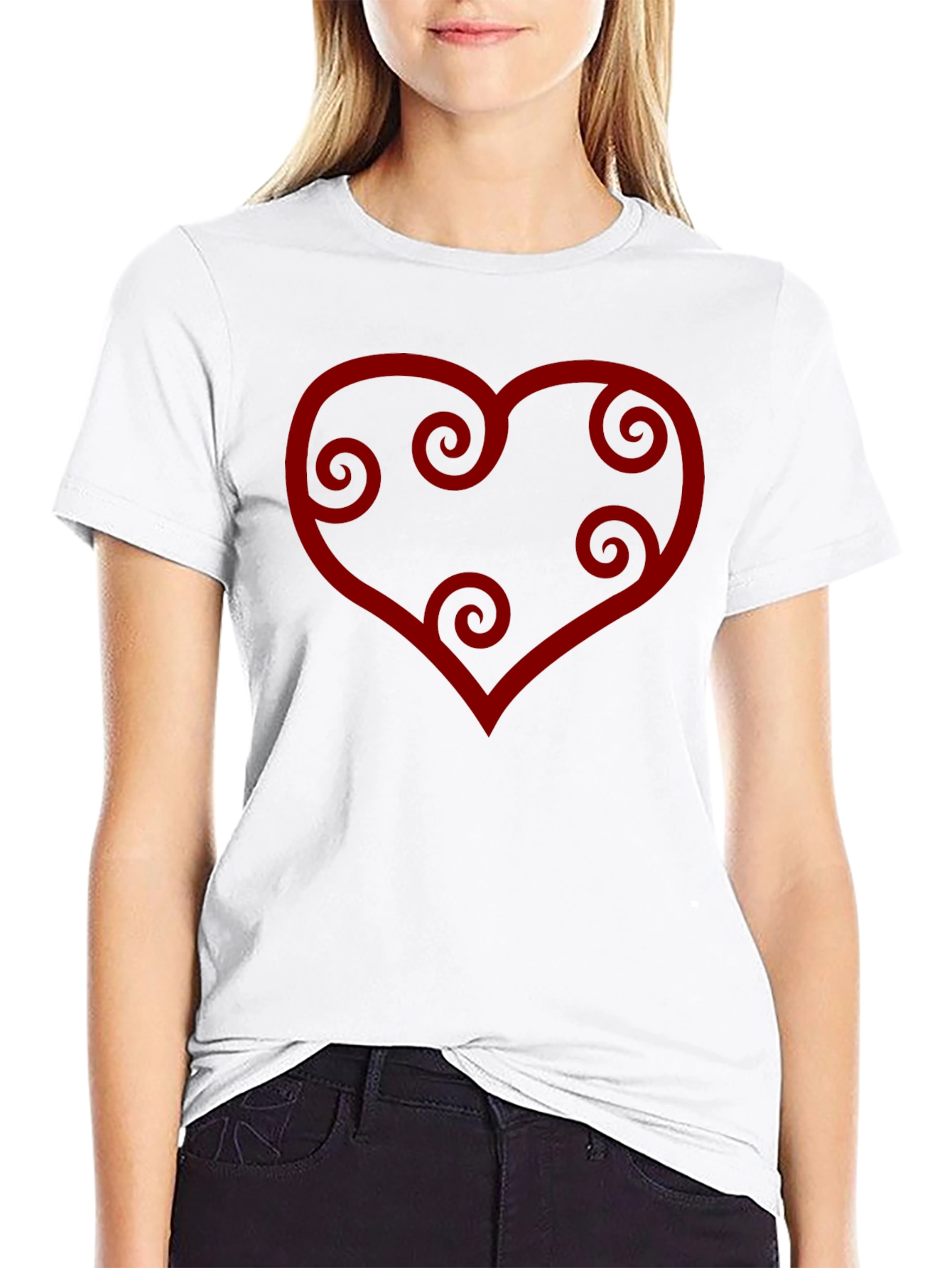 Heart Swirl Graphic Tee - Black Casual Shirt