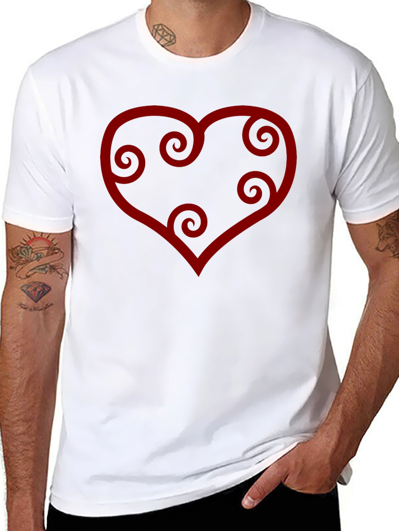 Heart Swirl Graphic Tee - Black Casual Shirt