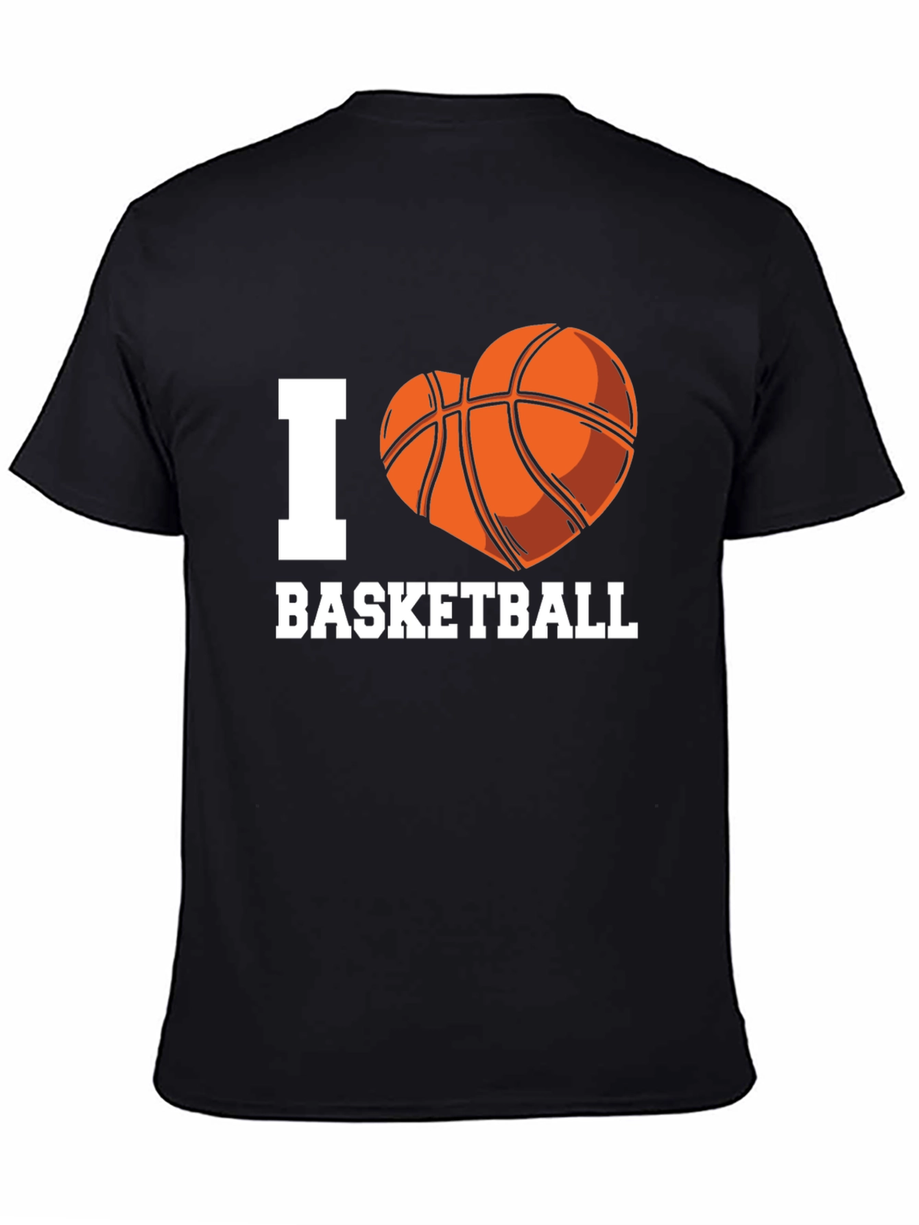 I Heart Basketball Graphic Tee - Black Cotton T-Shirt