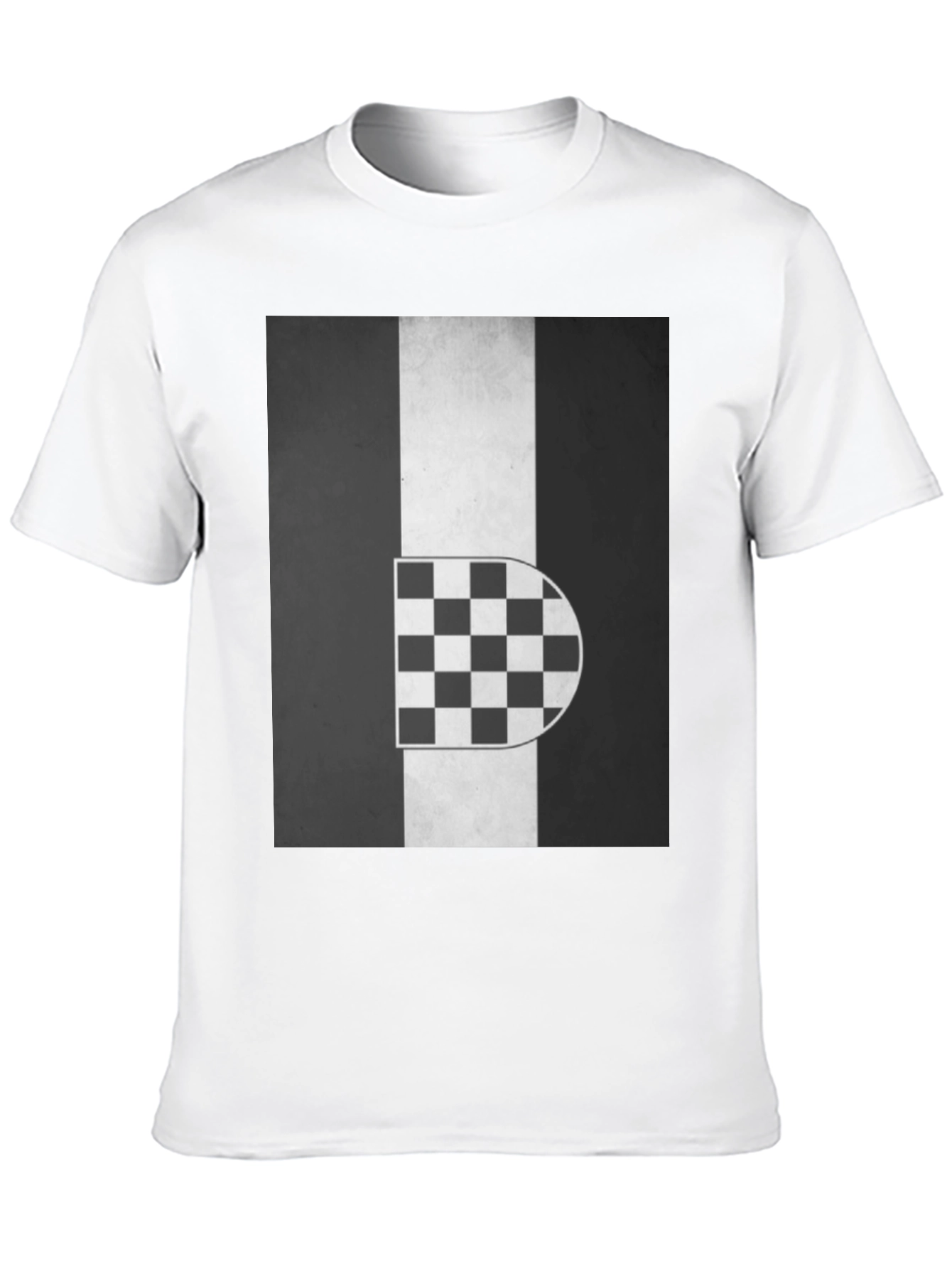 Checkered Initial Graphic Tee - Modern Streetwear Style