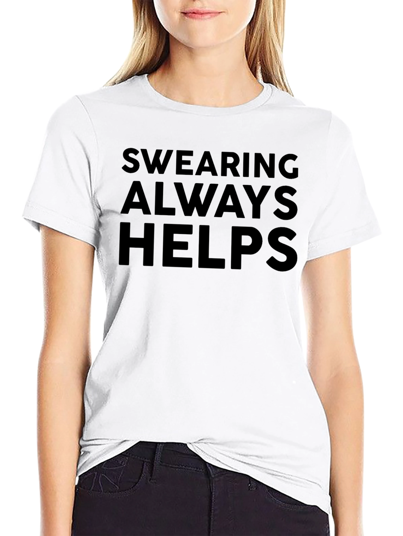 Swearing Always Helps Black Graphic Tee