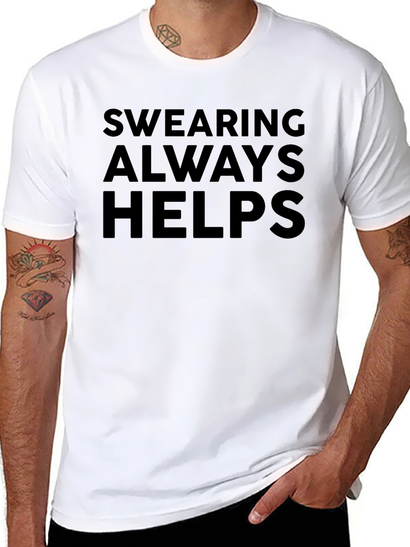 Swearing Always Helps Black Graphic Tee