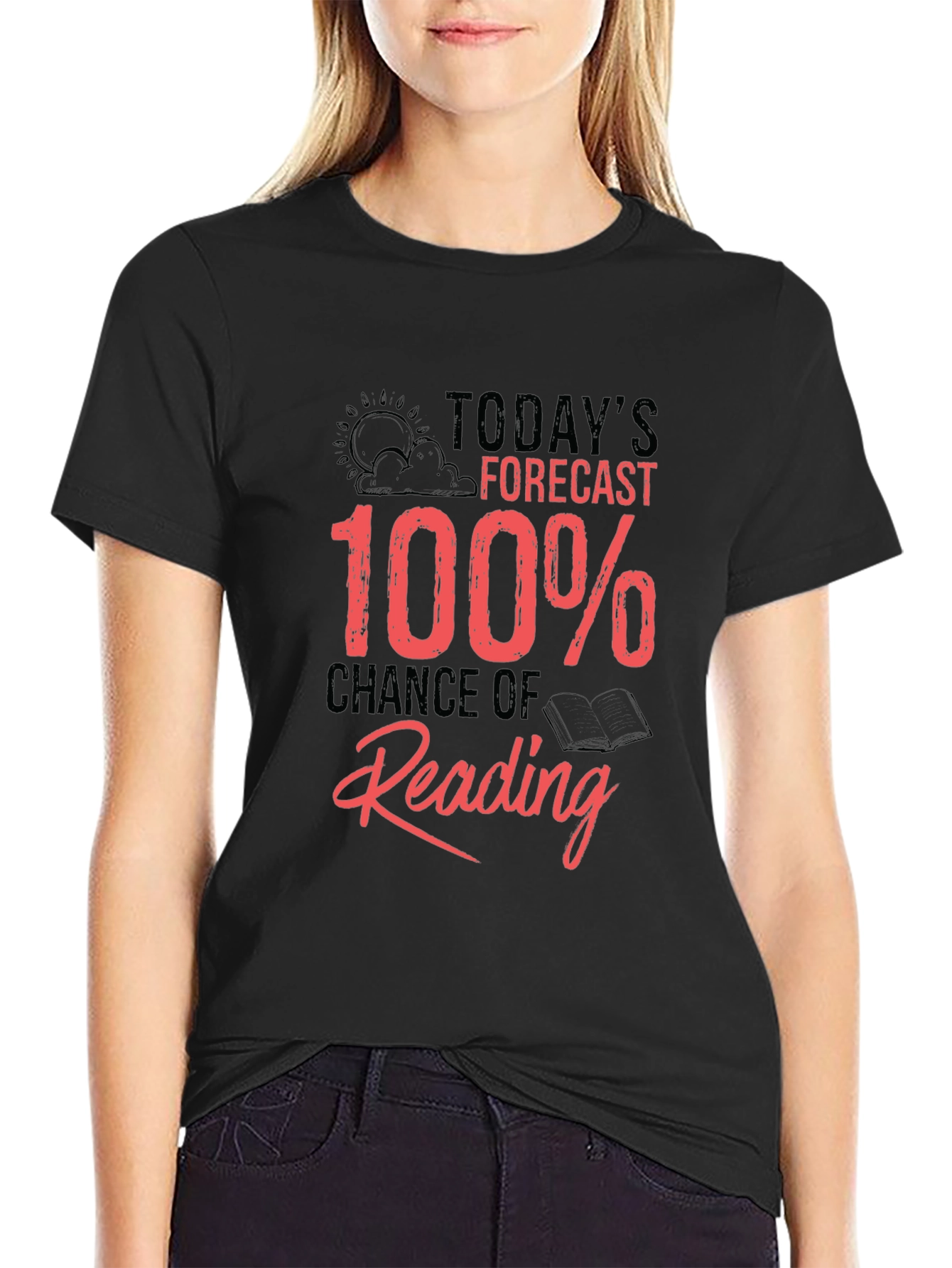 Funny Reading T-Shirt: 100% Chance of Reading