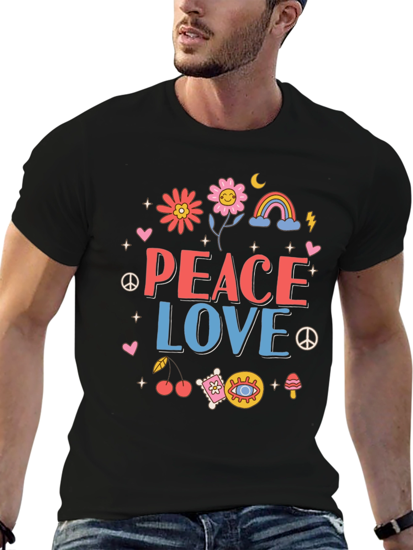 Peace Love Graphic Tee - Retro Style