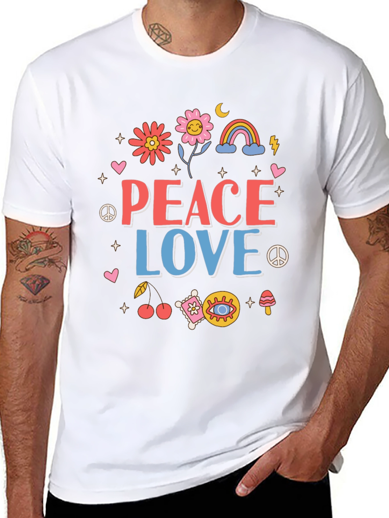 Peace Love Graphic Tee - Retro Style