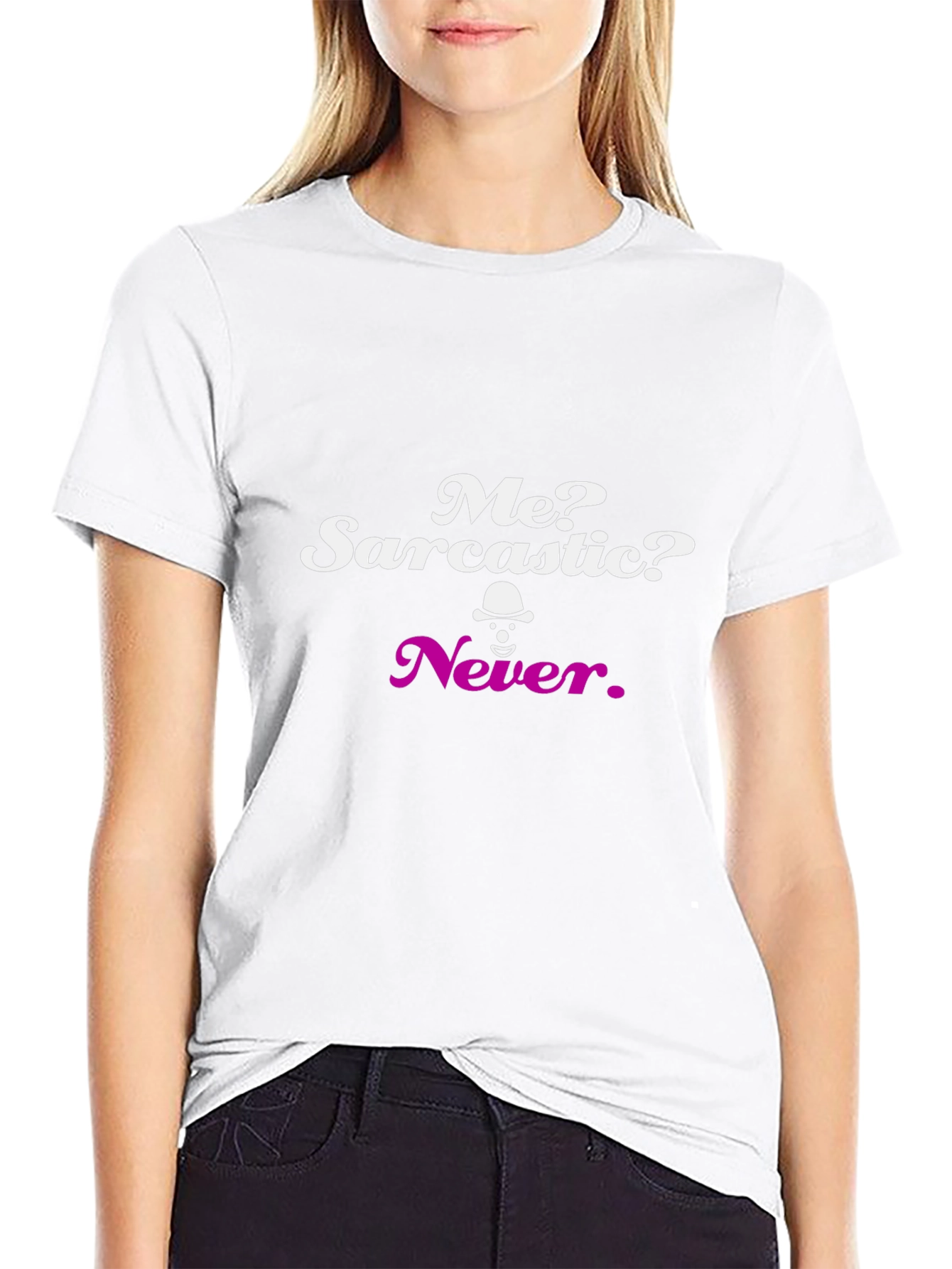 Sarcastic Never Graphic Tee - Black Crew Neck T-Shirt