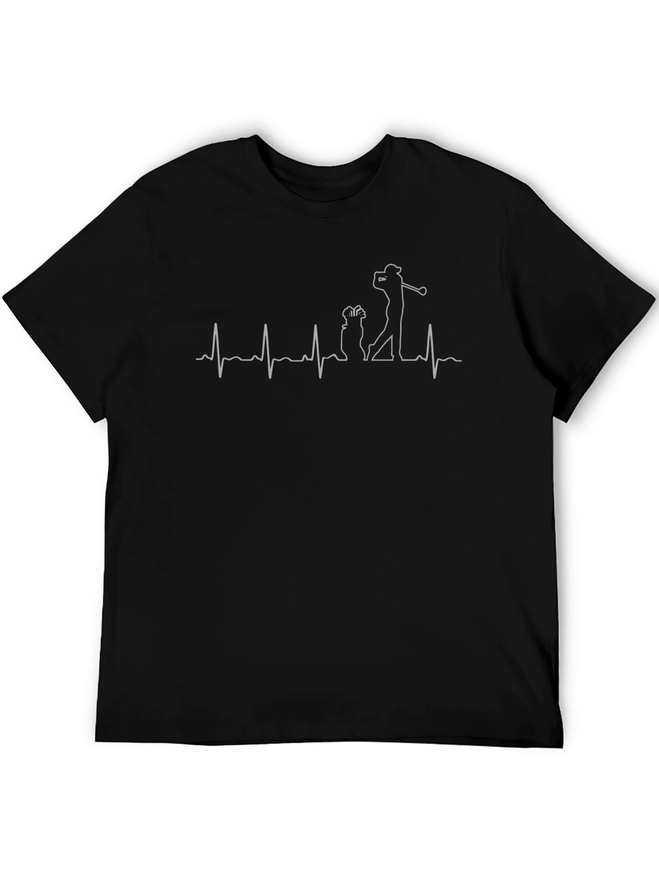 Golf Heartbeat T-Shirt - Black Unique Design