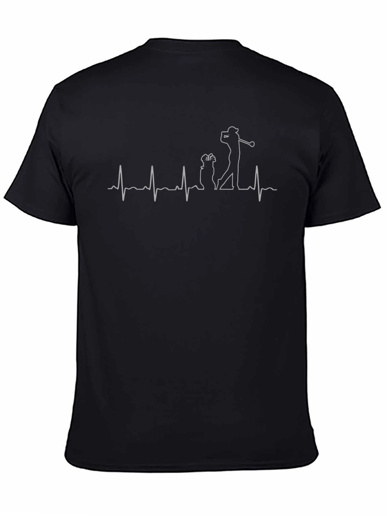 Golf Heartbeat T-Shirt - Black Unique Design