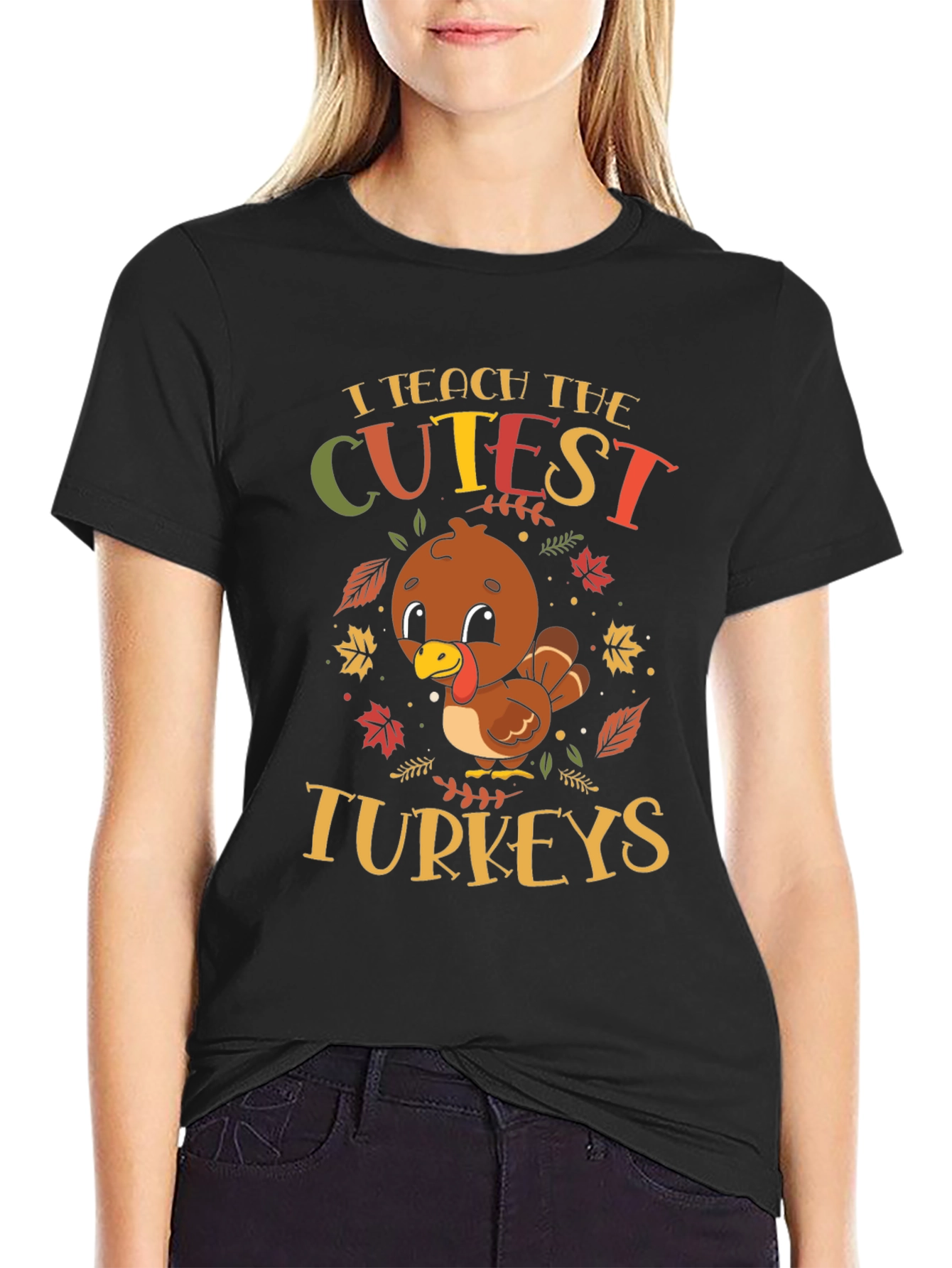 Cute Teacher Thanksgiving Turkey T-Shirt