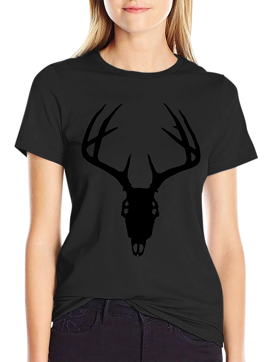 Black Deer Skull Graphic Tee - Mens Casual T-Shirt