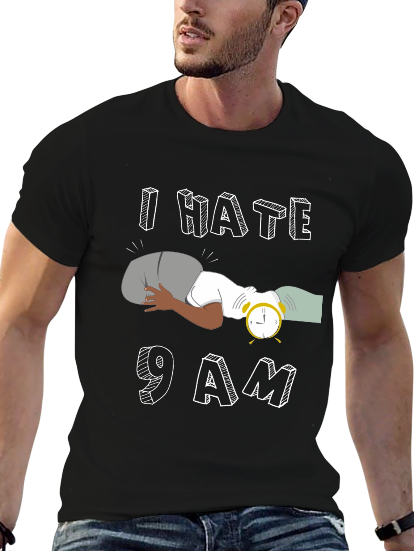 I Hate 9 AM Black T-Shirt