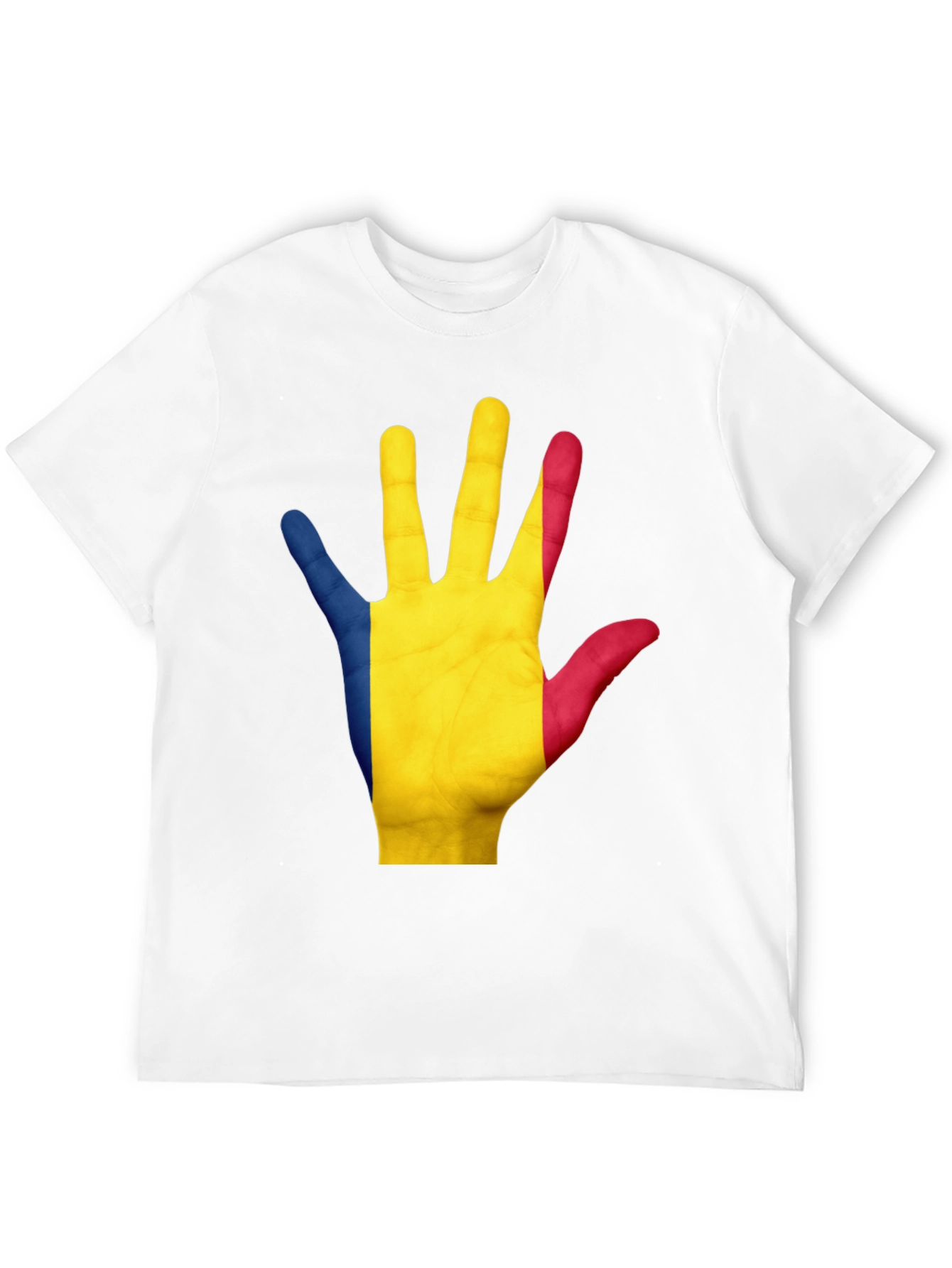 Romania Flag Hand Graphic Black Tee Shirt