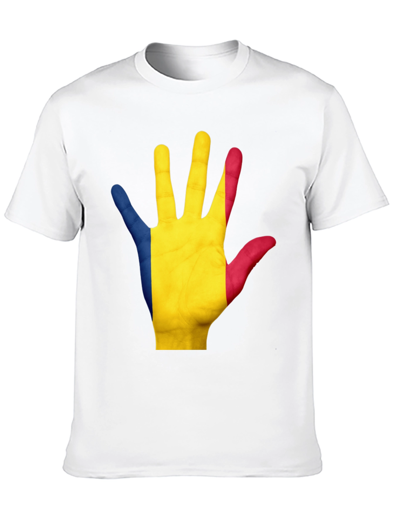 Romania Flag Hand Graphic Black Tee Shirt