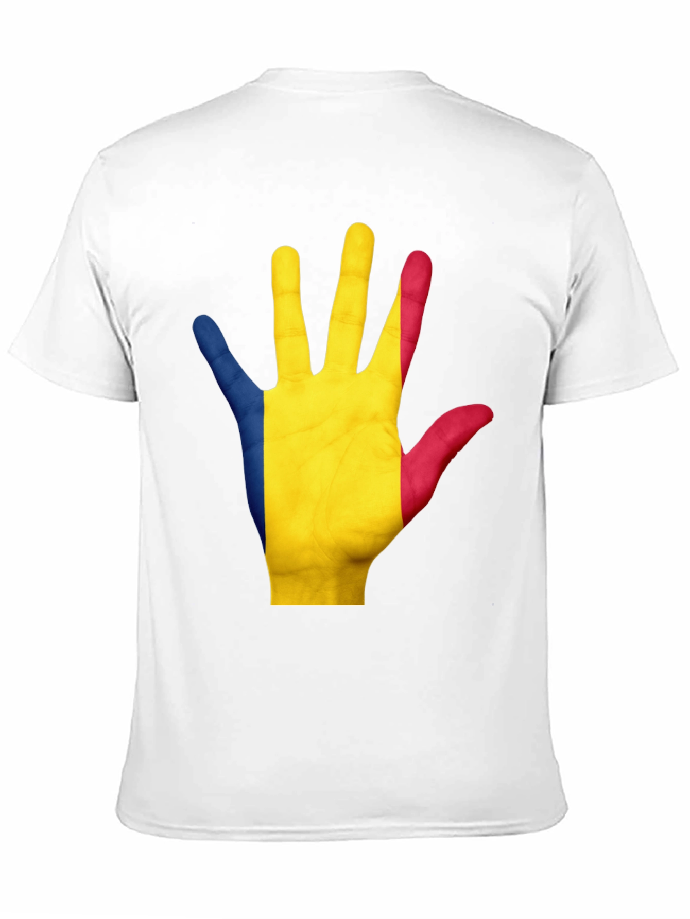 Romania Flag Hand Graphic Black Tee Shirt