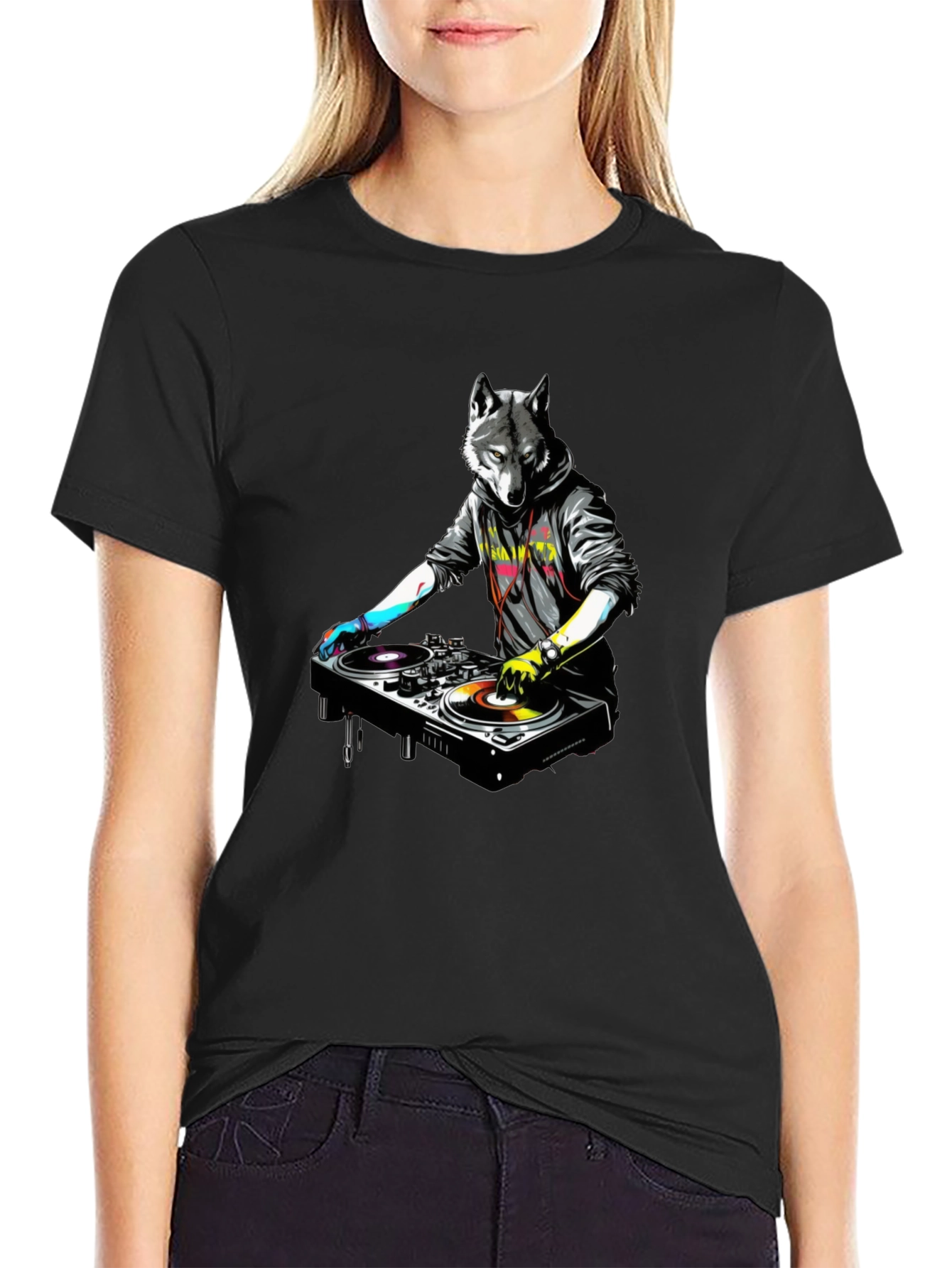 DJ Wolf Graphic Tee - Cool Urban Style