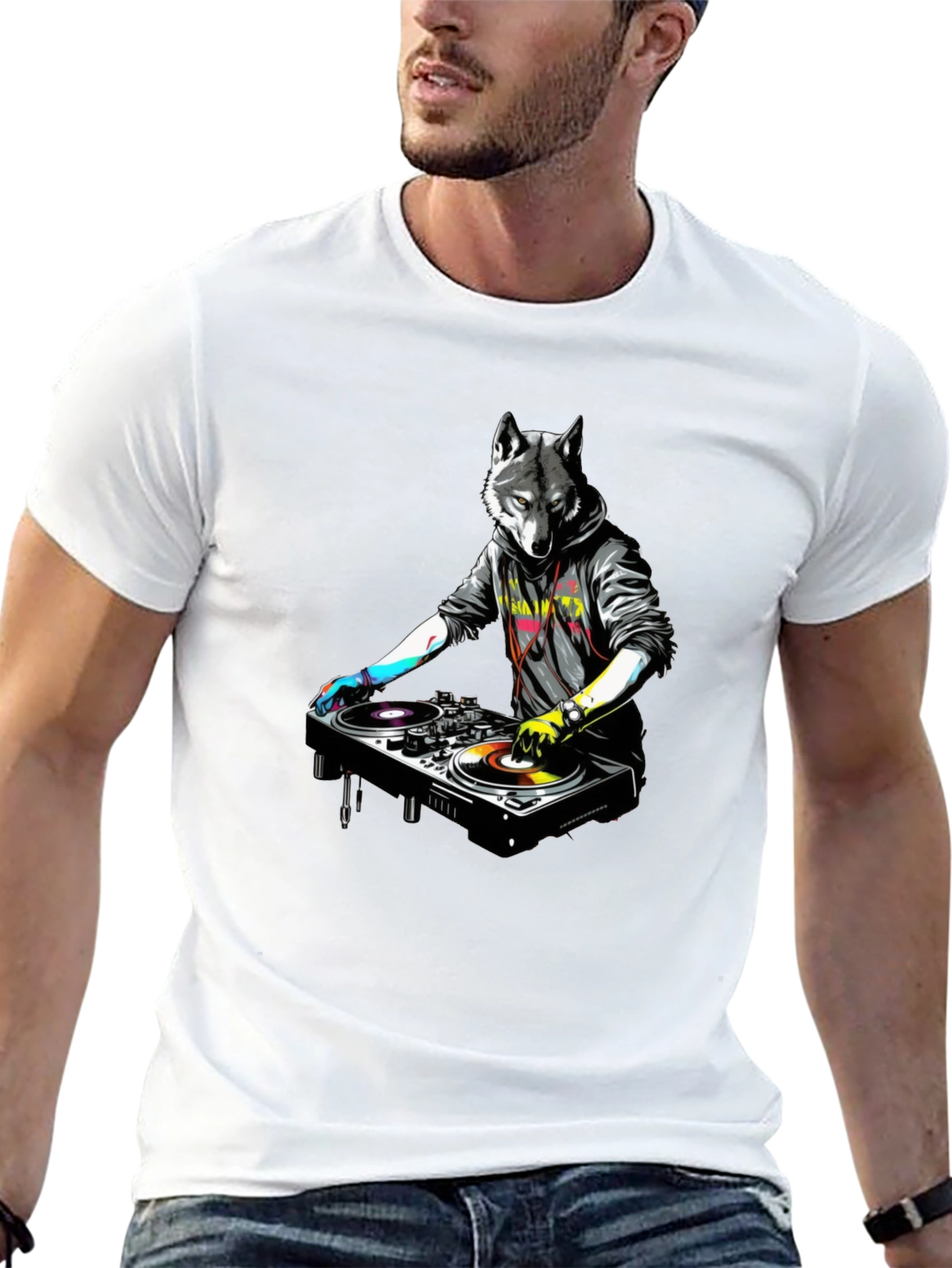 DJ Wolf Graphic Tee - Cool Urban Style