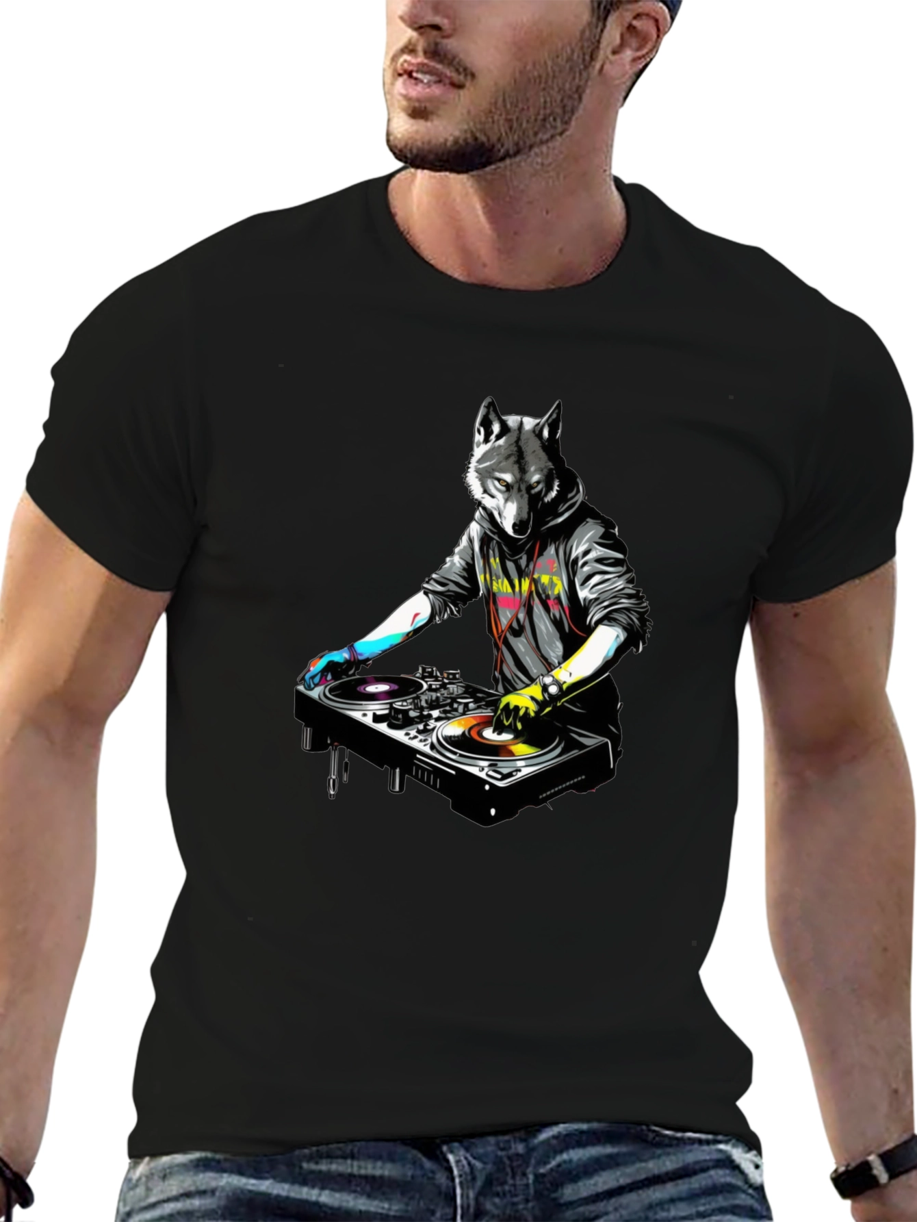 DJ Wolf Graphic Tee - Cool Urban Style